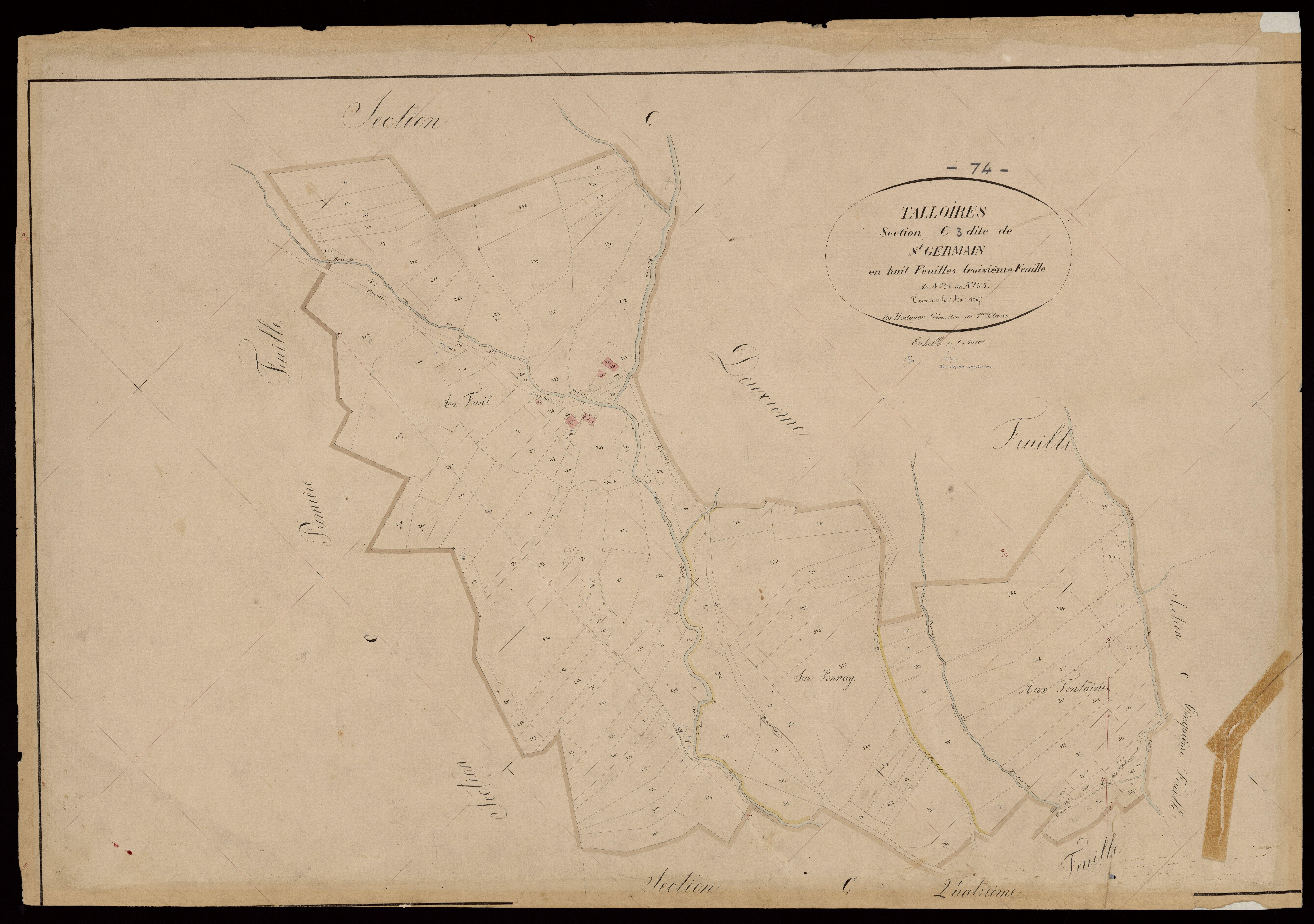 3 P 3 8456 - Feuille n° 4, parcelles n° 366 à 655 - 1er mai 1867