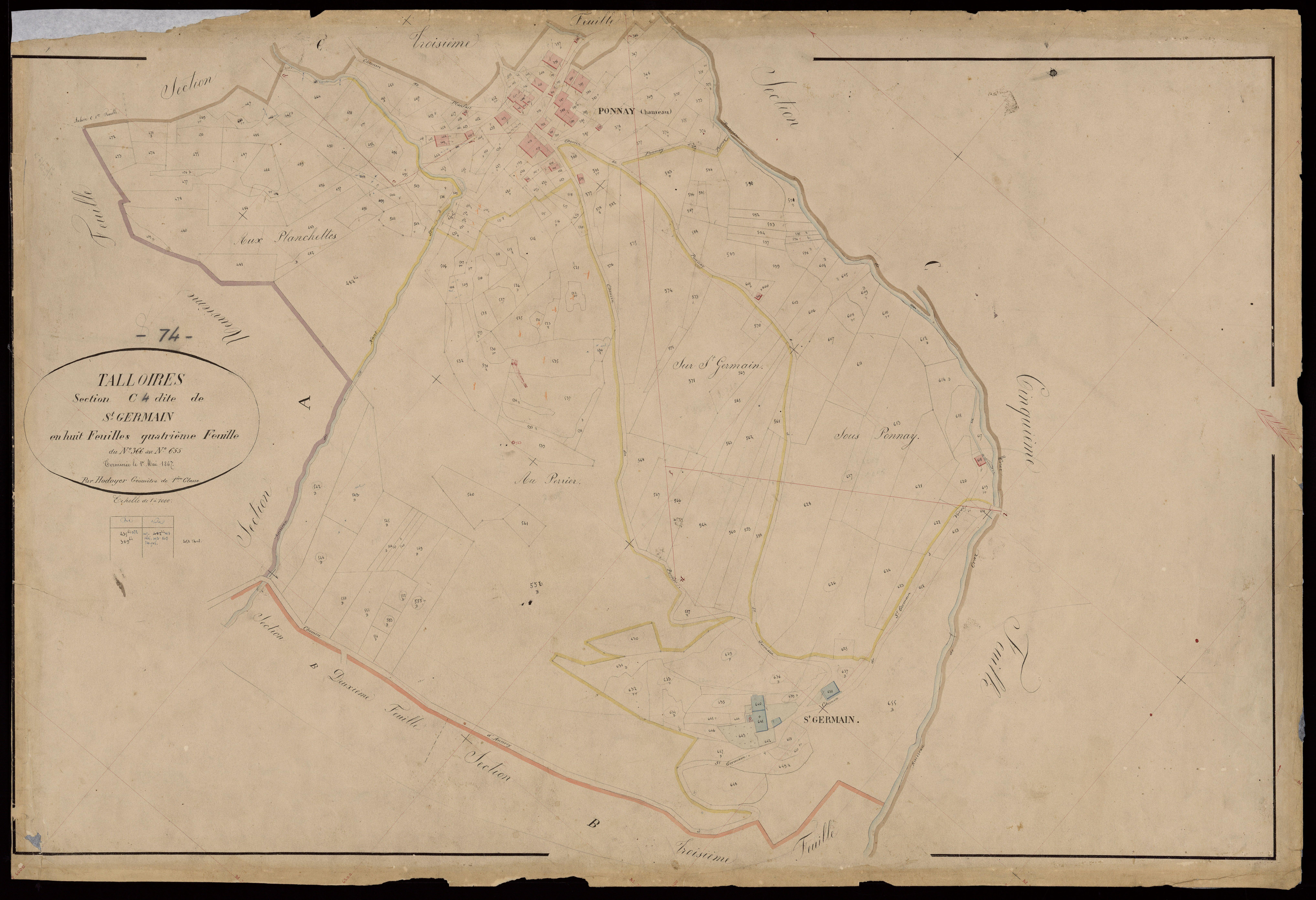 3 P 3 8457 - Feuille n° 5, parcelles n° 656 à 867 - 1er mai 1867