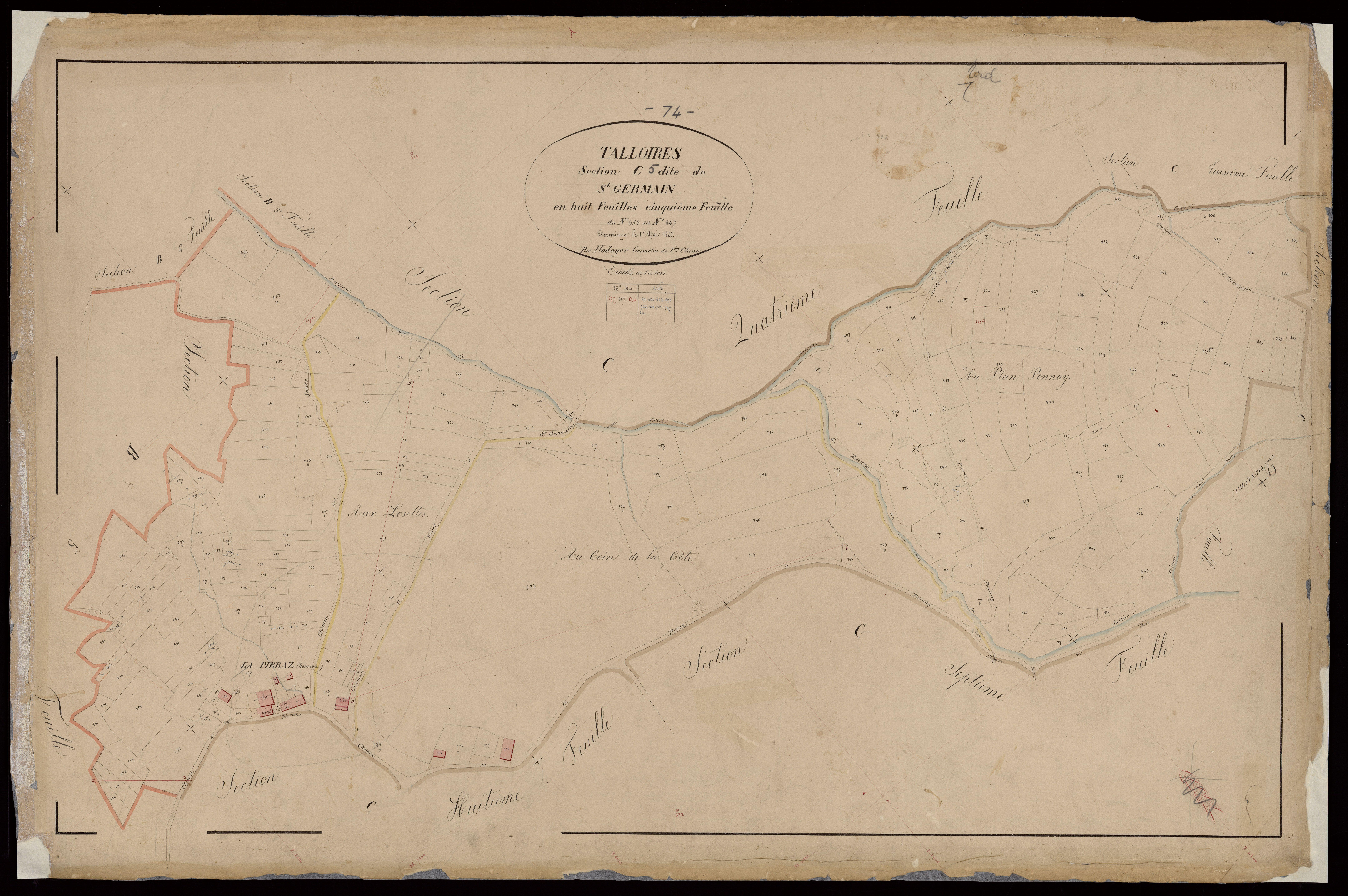3 P 3 8458 - Feuille n° 6, parcelles n° 868 à 1164 - 30 juin 1867