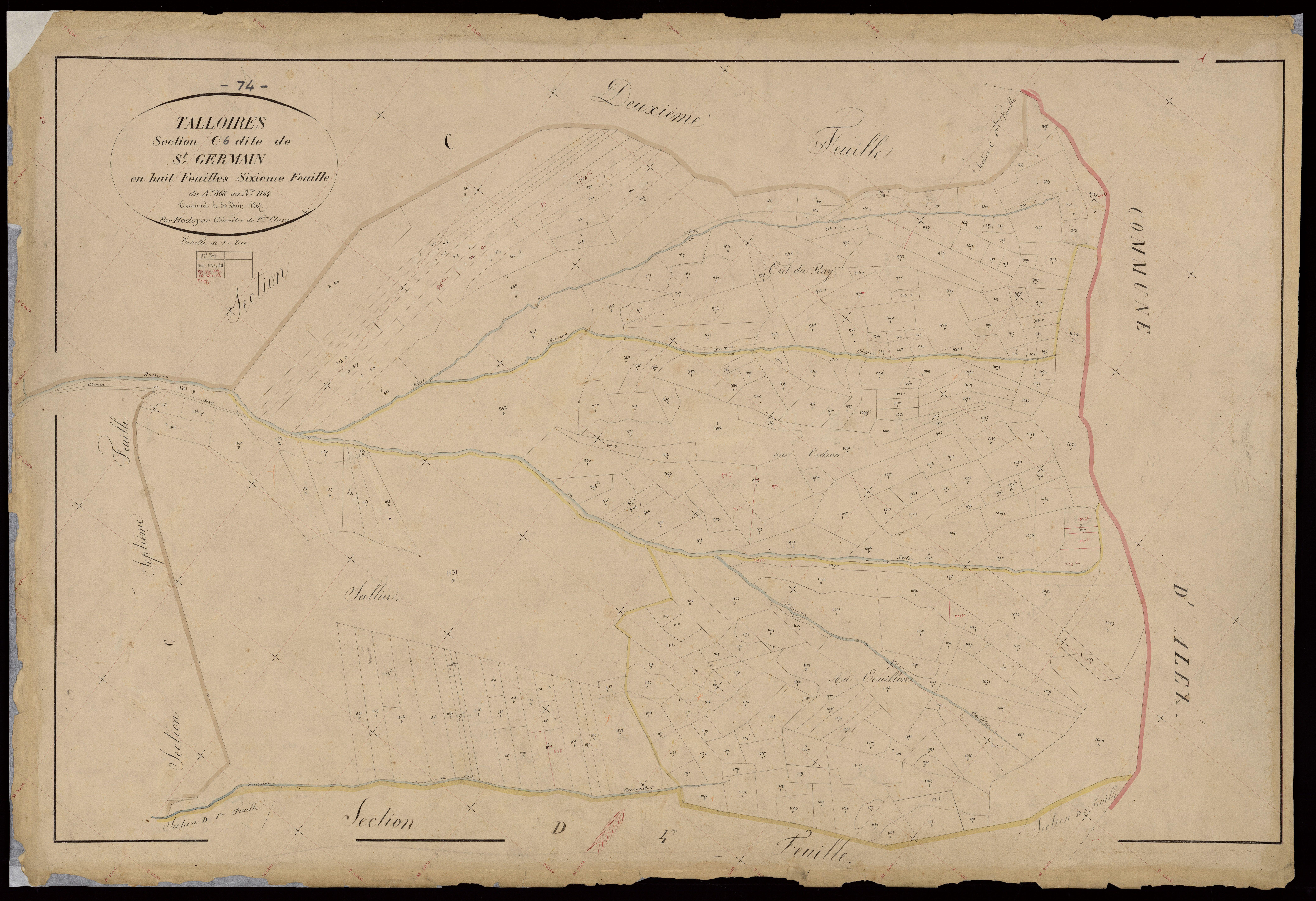 3 P 3 8459 - Feuille n° 7, parcelles n° 1165 à 1496 - 30 juin 1867
