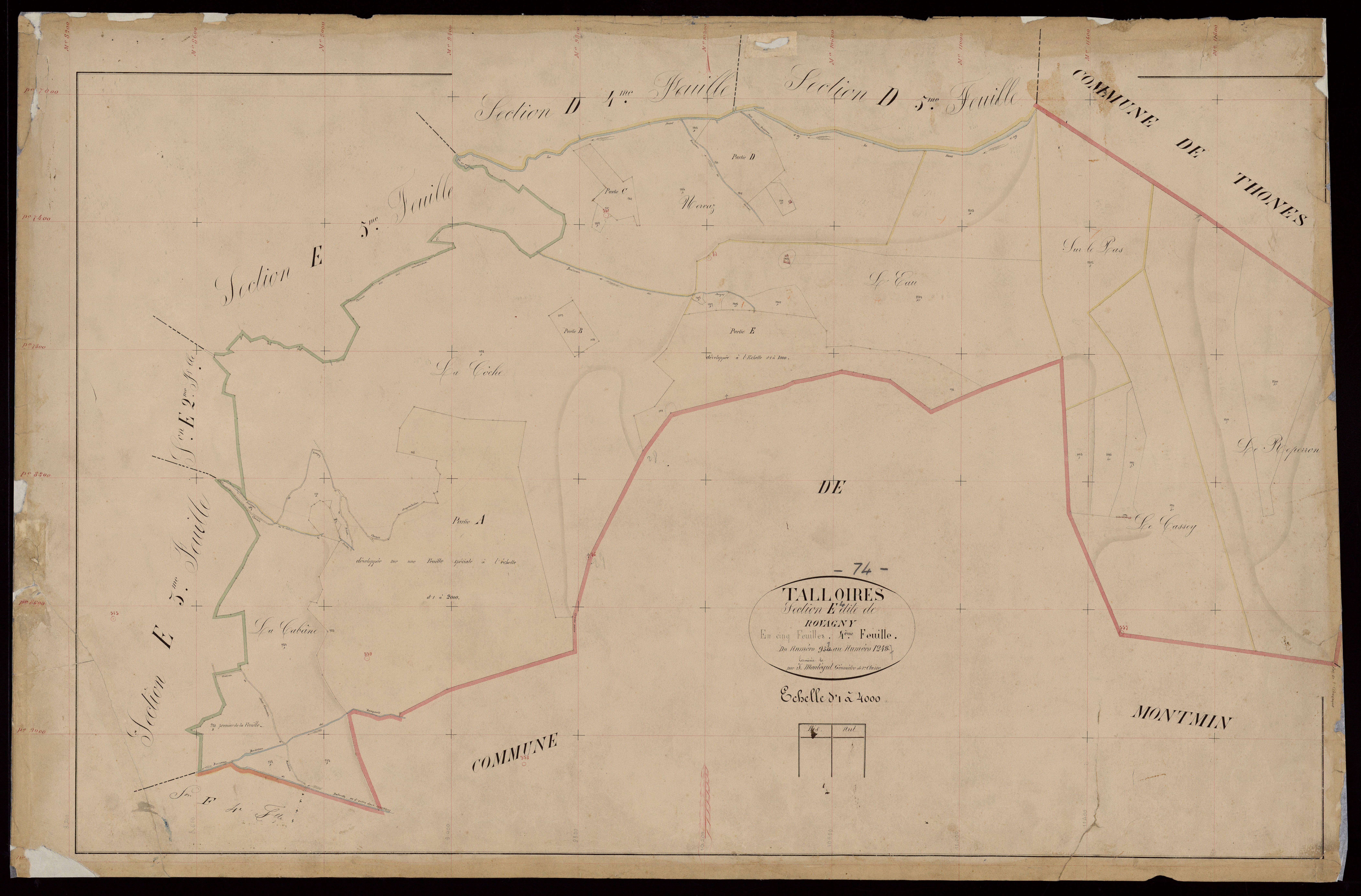 3 P 3 8470 - Feuille n° 4 bis, parcelles n° 955 à 1118, 1123 à 1124, 1125 à 1194, 1215 à 1241 et 1242 à 1247 -