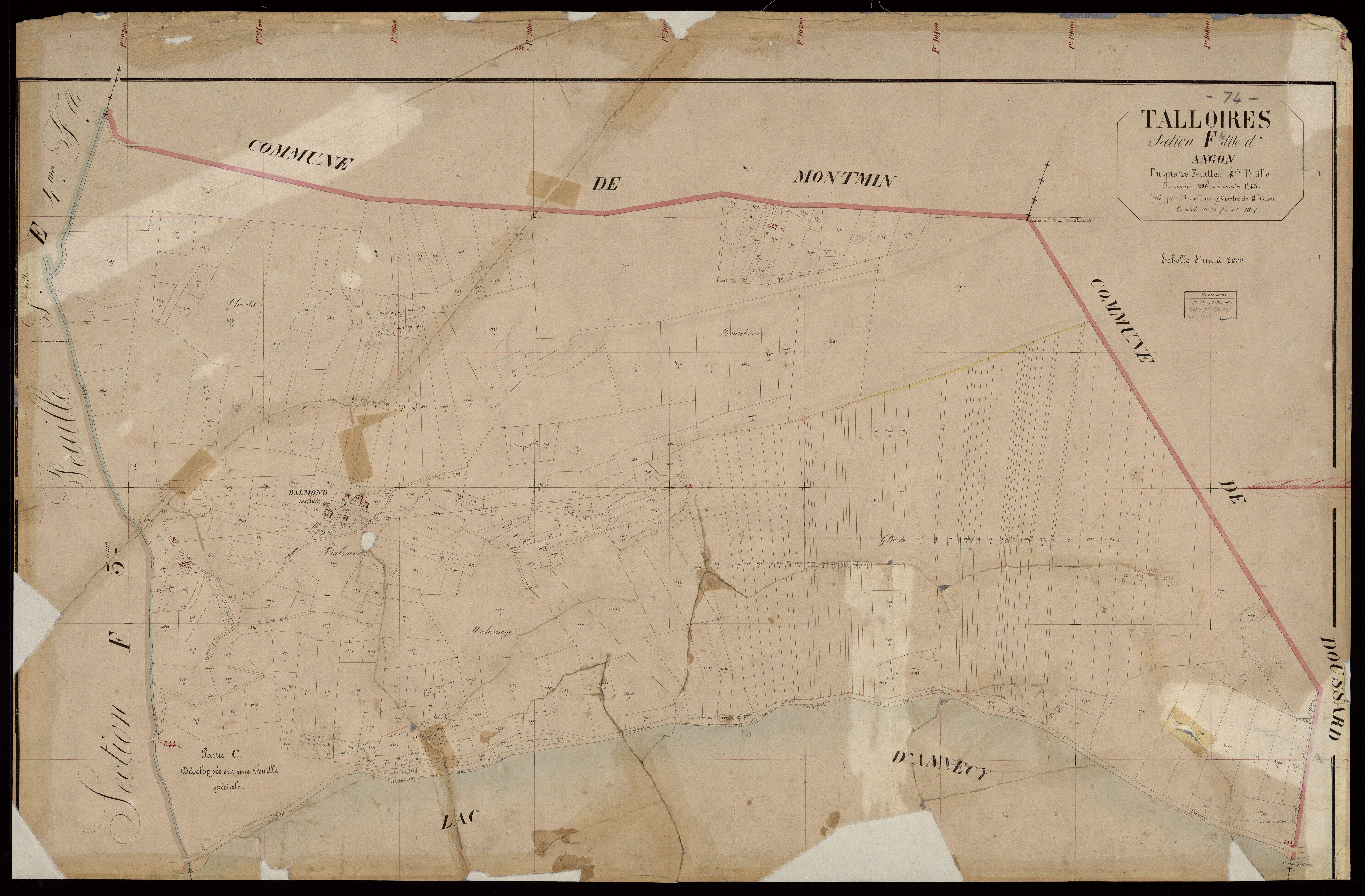 3 P 3 8476 - Feuille n° 4, parcelles n° 1286 à 1745 - 24 janvier 1867