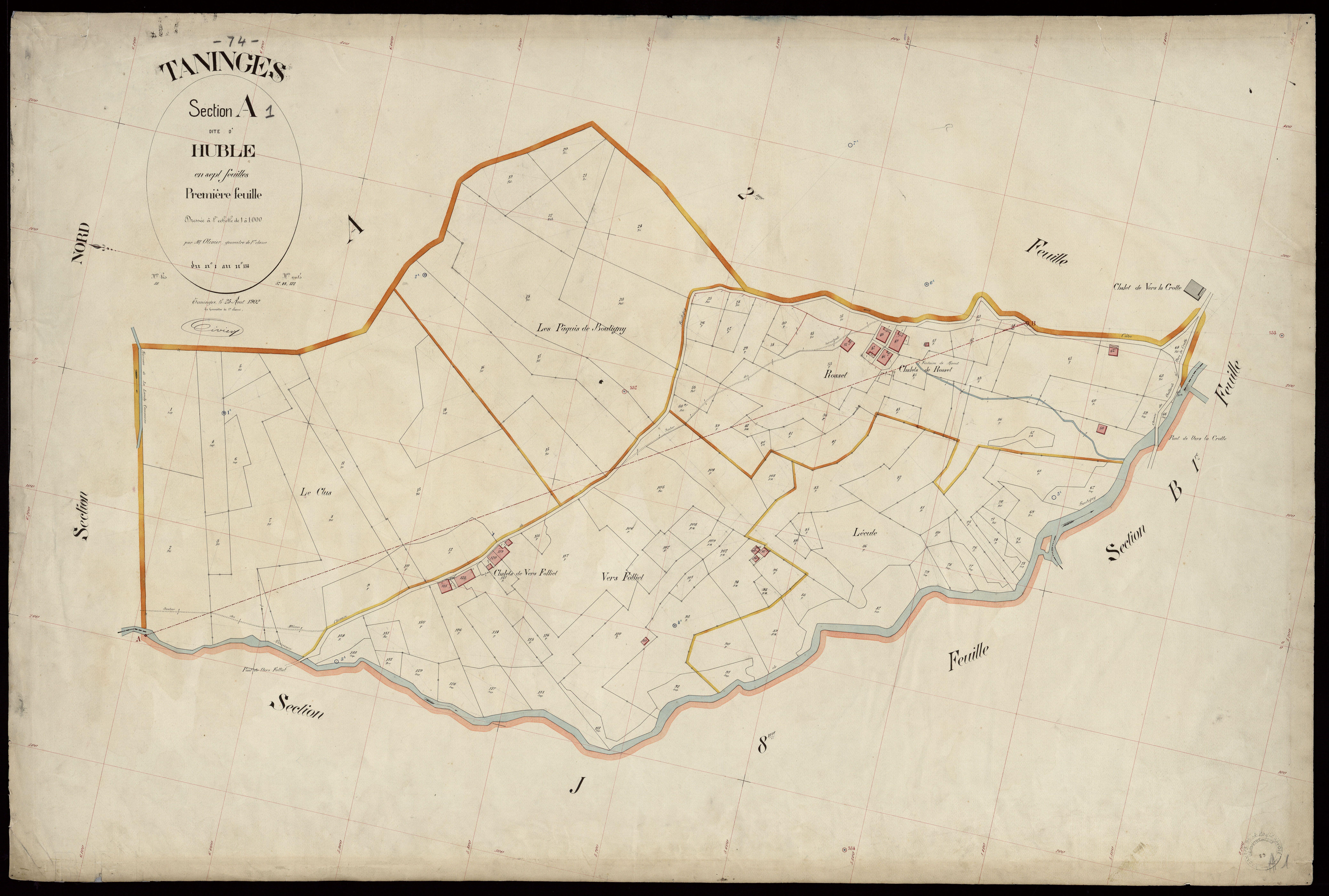 3 P 3 8483 - Feuille n° 2, parcelles n° 135 à 201 - 25 août 1902