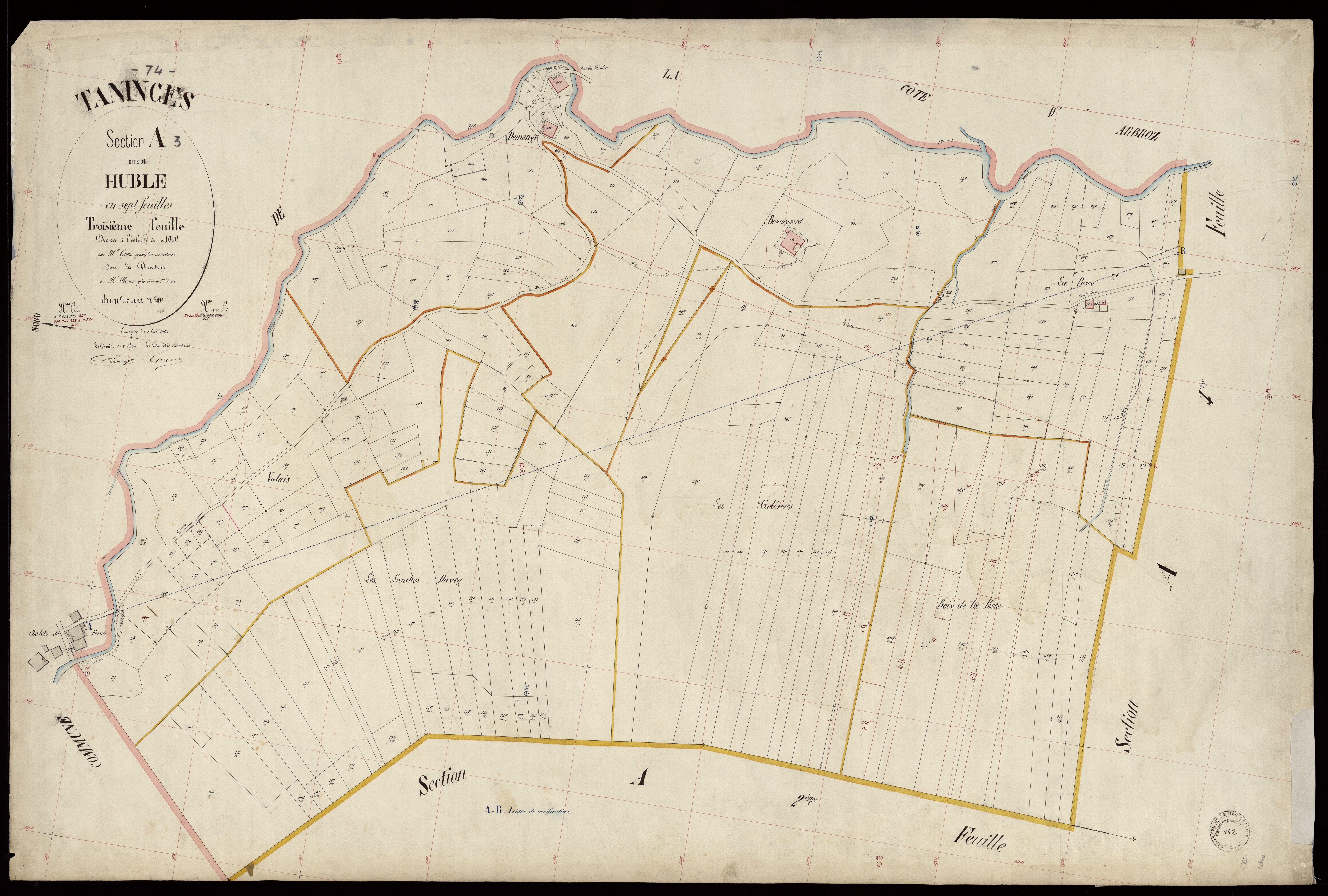 3 P 3 8485 - Feuille n° 4, parcelles n° 412 à 496 - 25 août 1902