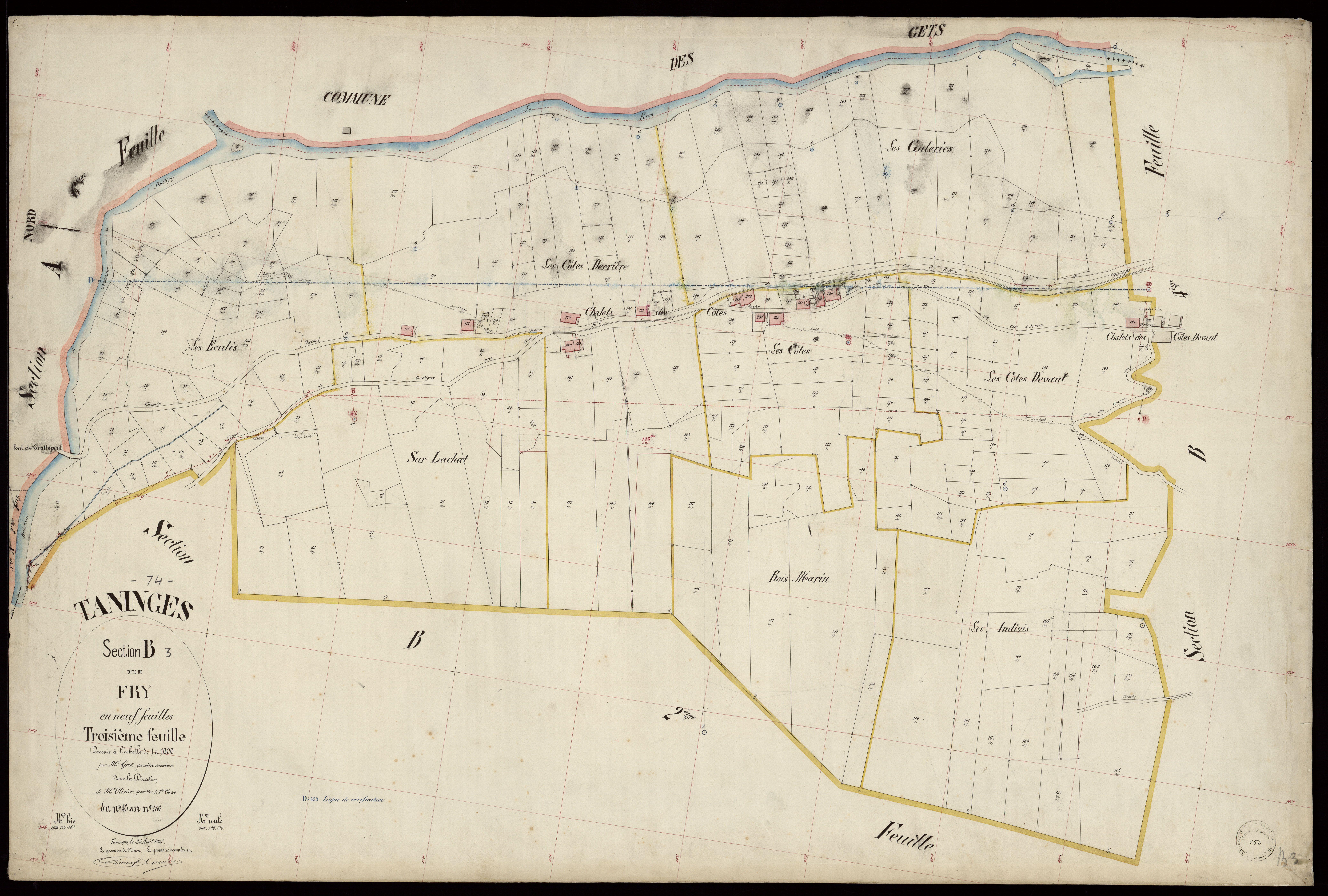 3 P 3 8492 - Feuille n° 4, parcelles n° 287 à 483 - 25 août 1902