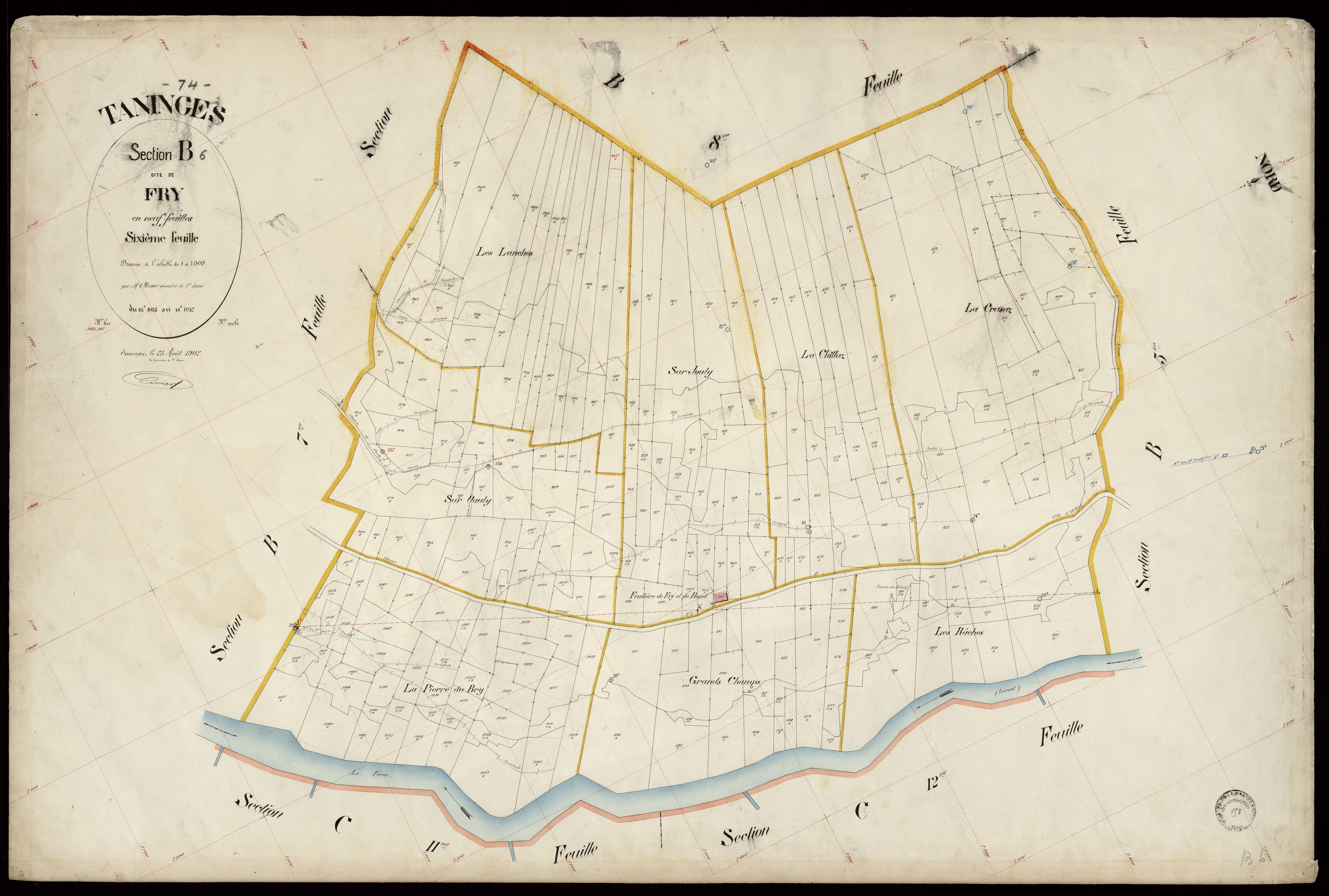 3 P 3 8495 - Feuille n° 7, parcelles n° 1058 à 1463 - 25 août 1902