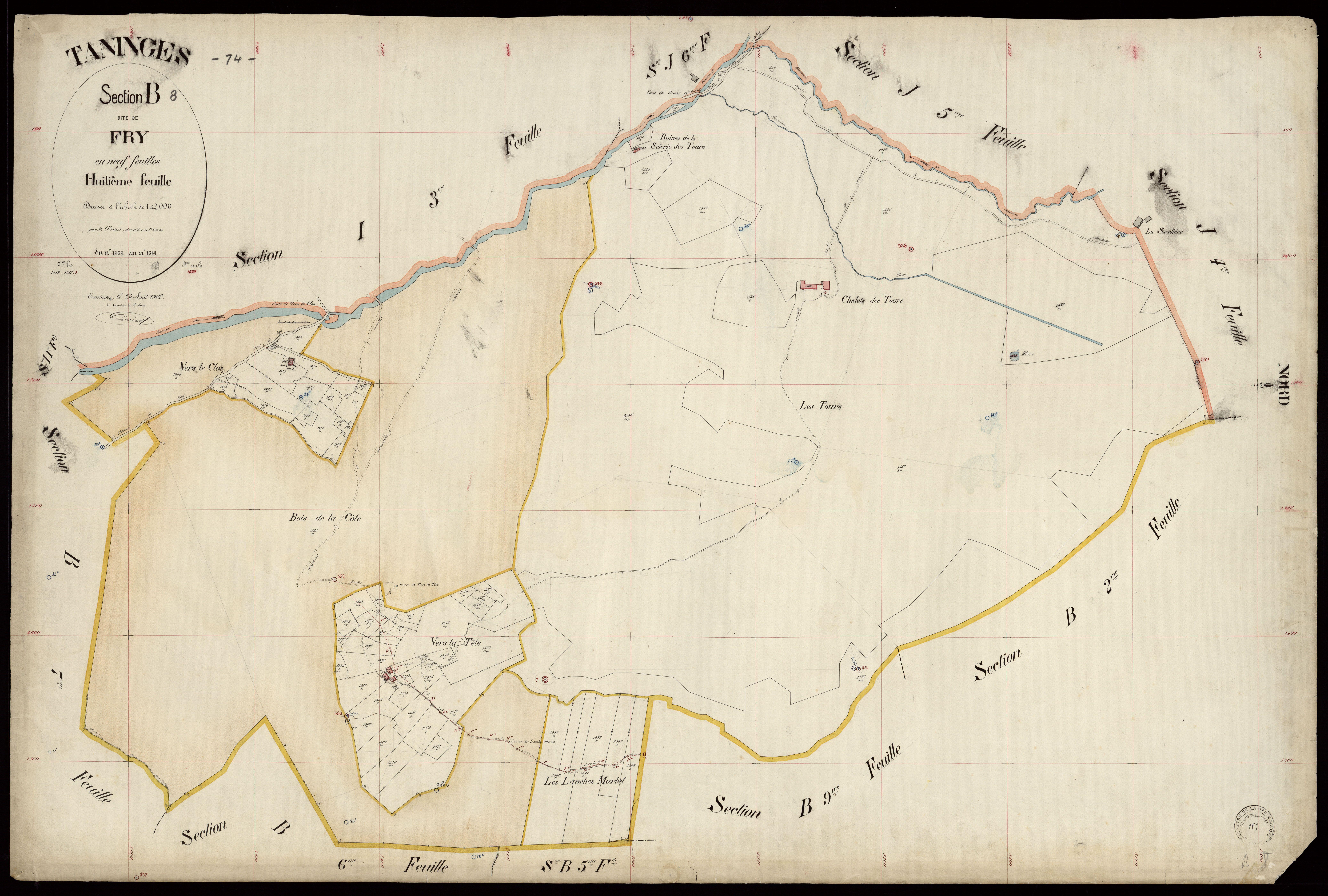 3 P 3 8497 - Feuille n° 9, parcelles n° 1545 - 25 août 1902