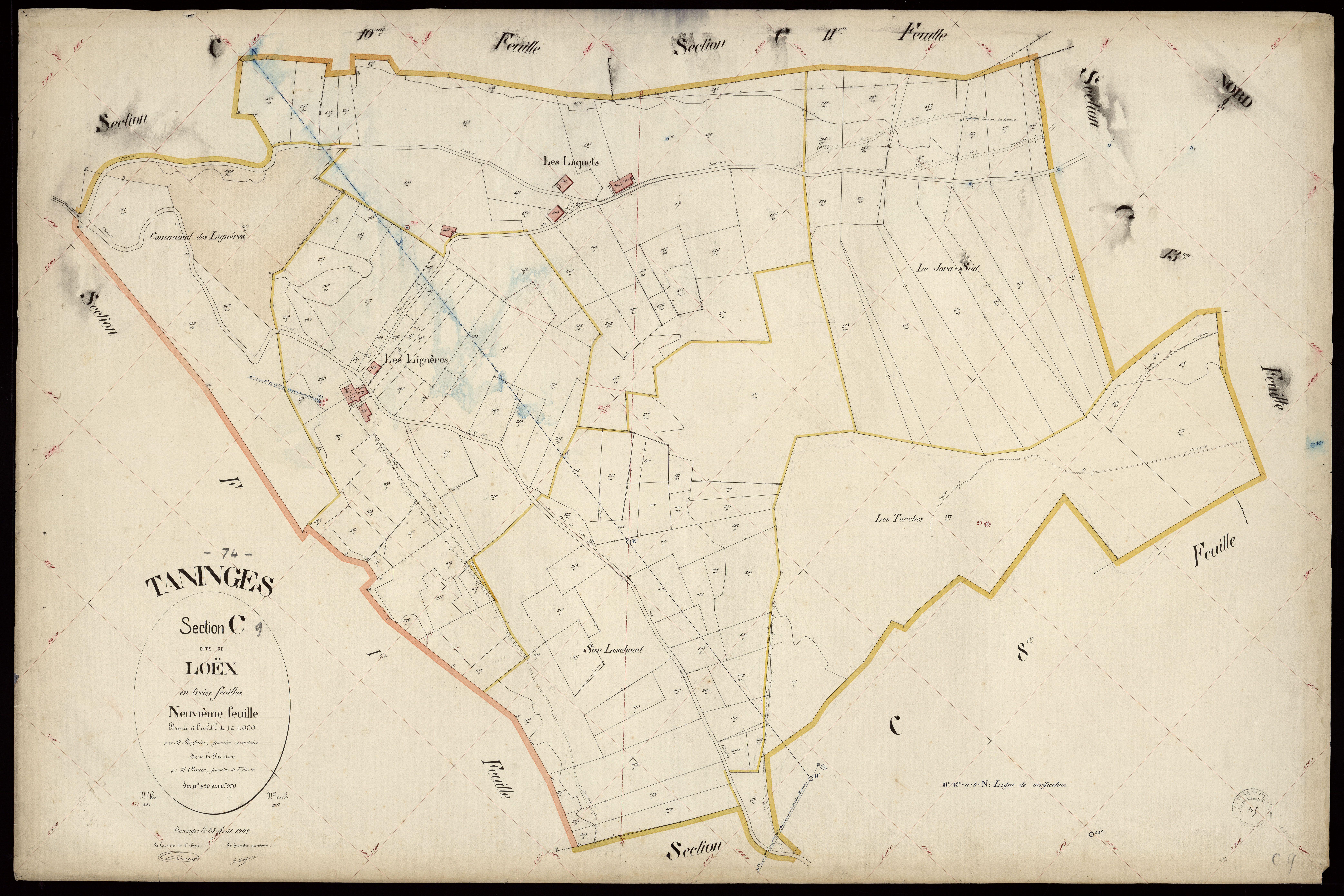 3 P 3 8507 - Feuille n° 10, parcelles n° 971 à 980 - 25 août 1902