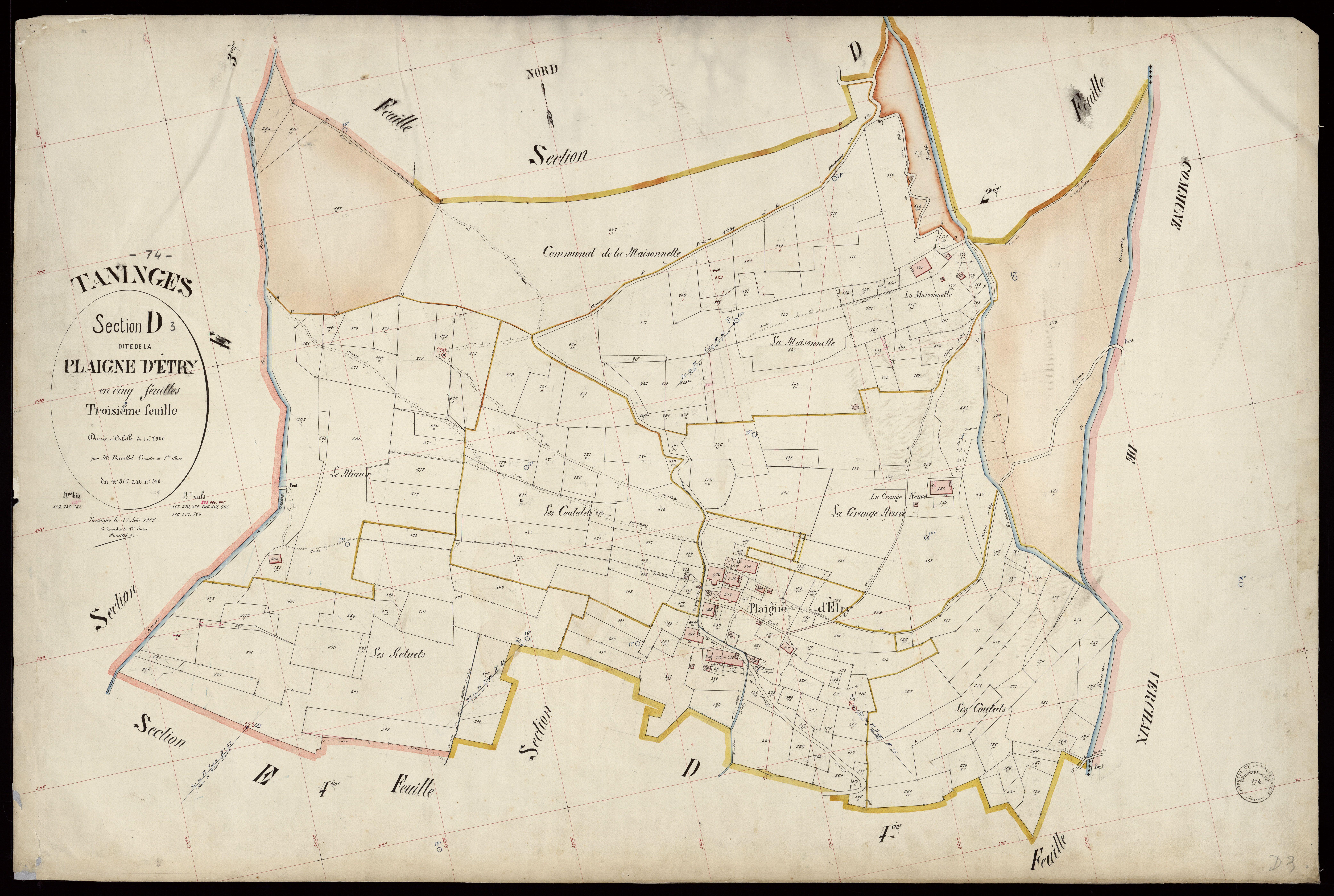 3 P 3 8514 - Feuille n° 4, parcelles n° 591 à 859 - 25 août 1902