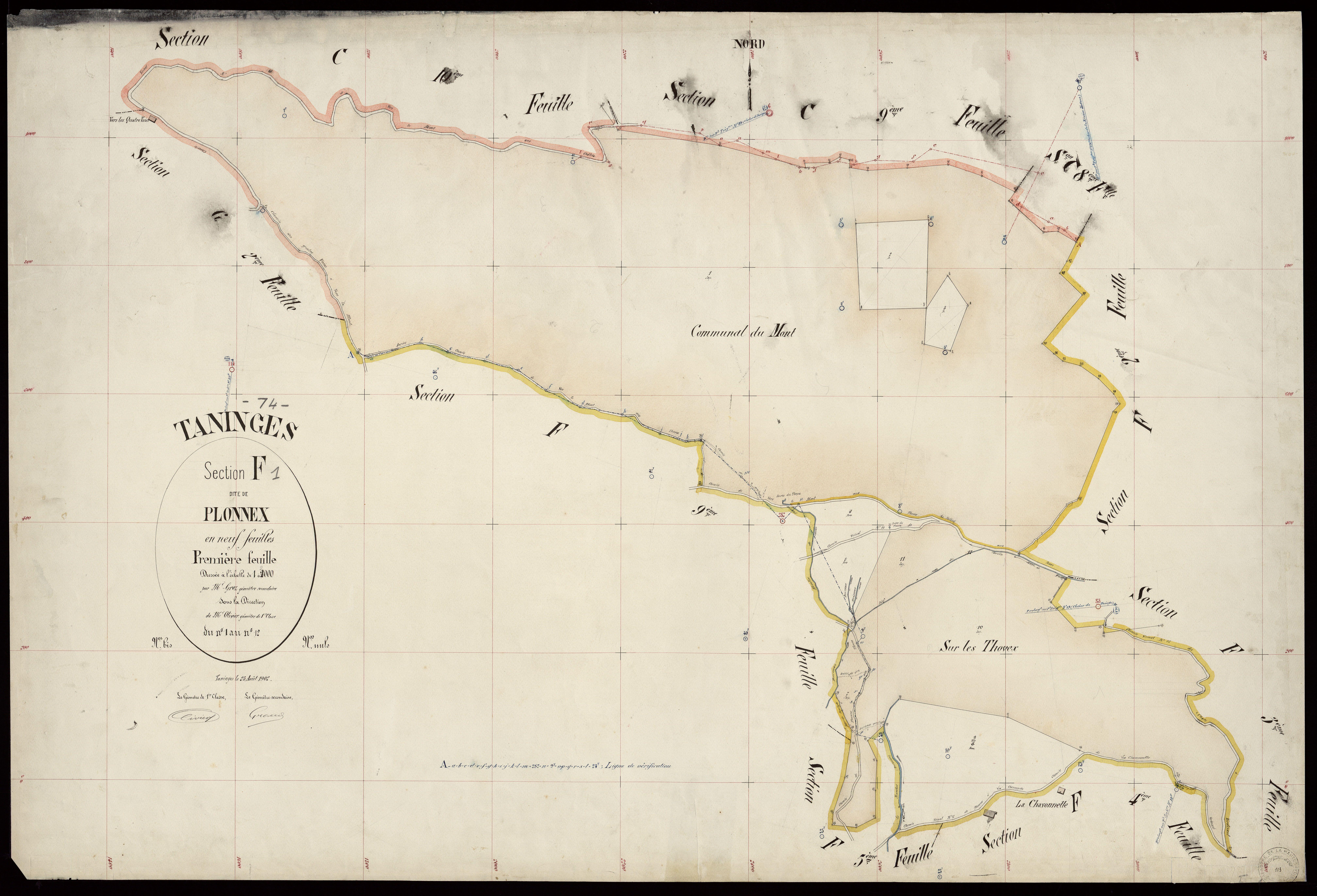 3 P 3 8523 - Feuille n° 2, parcelles n° 13 à 143 - 25 août 1902