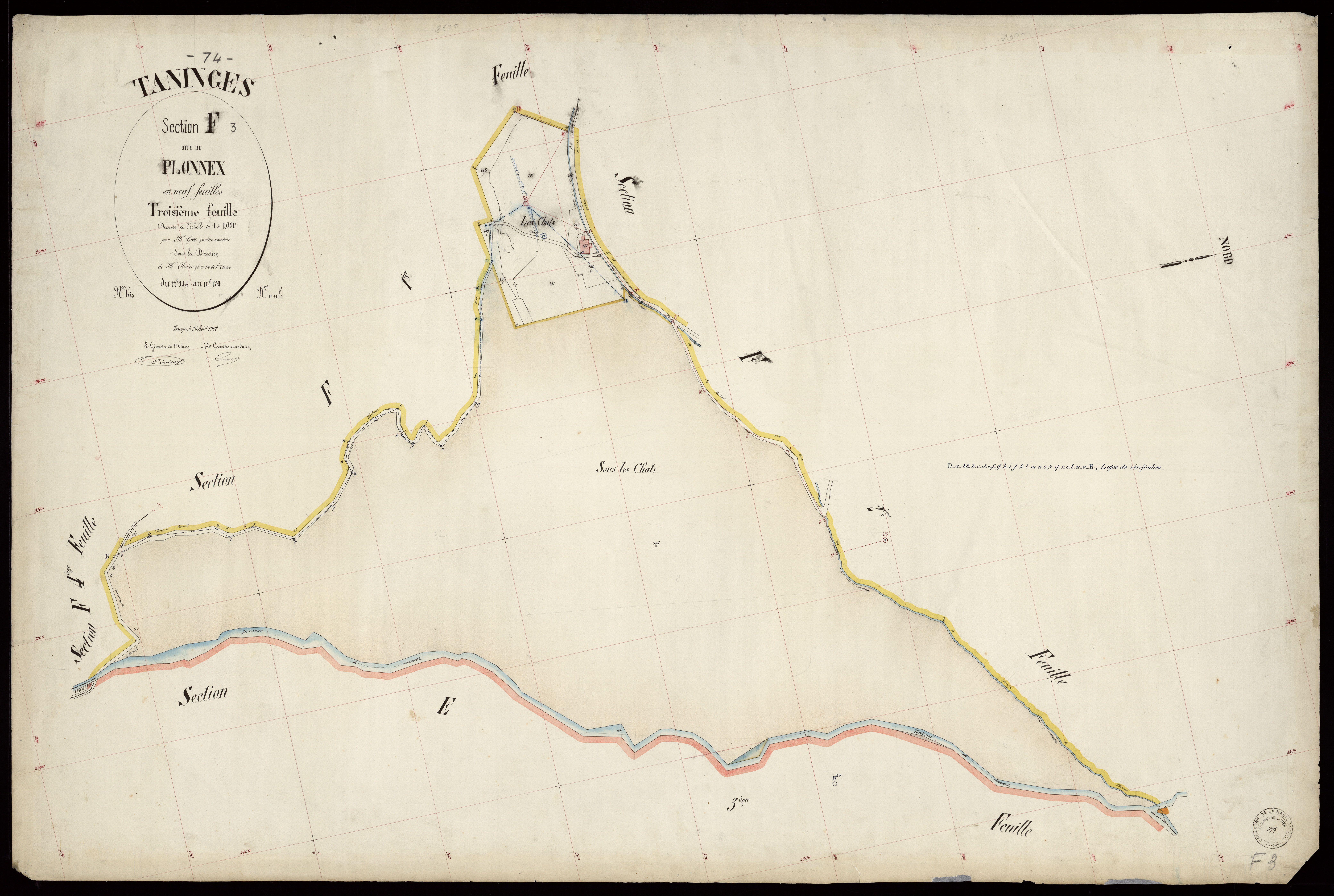3 P 3 8525 - Feuille n° 4, parcelles n° 155 à 461 - 25 août 1902