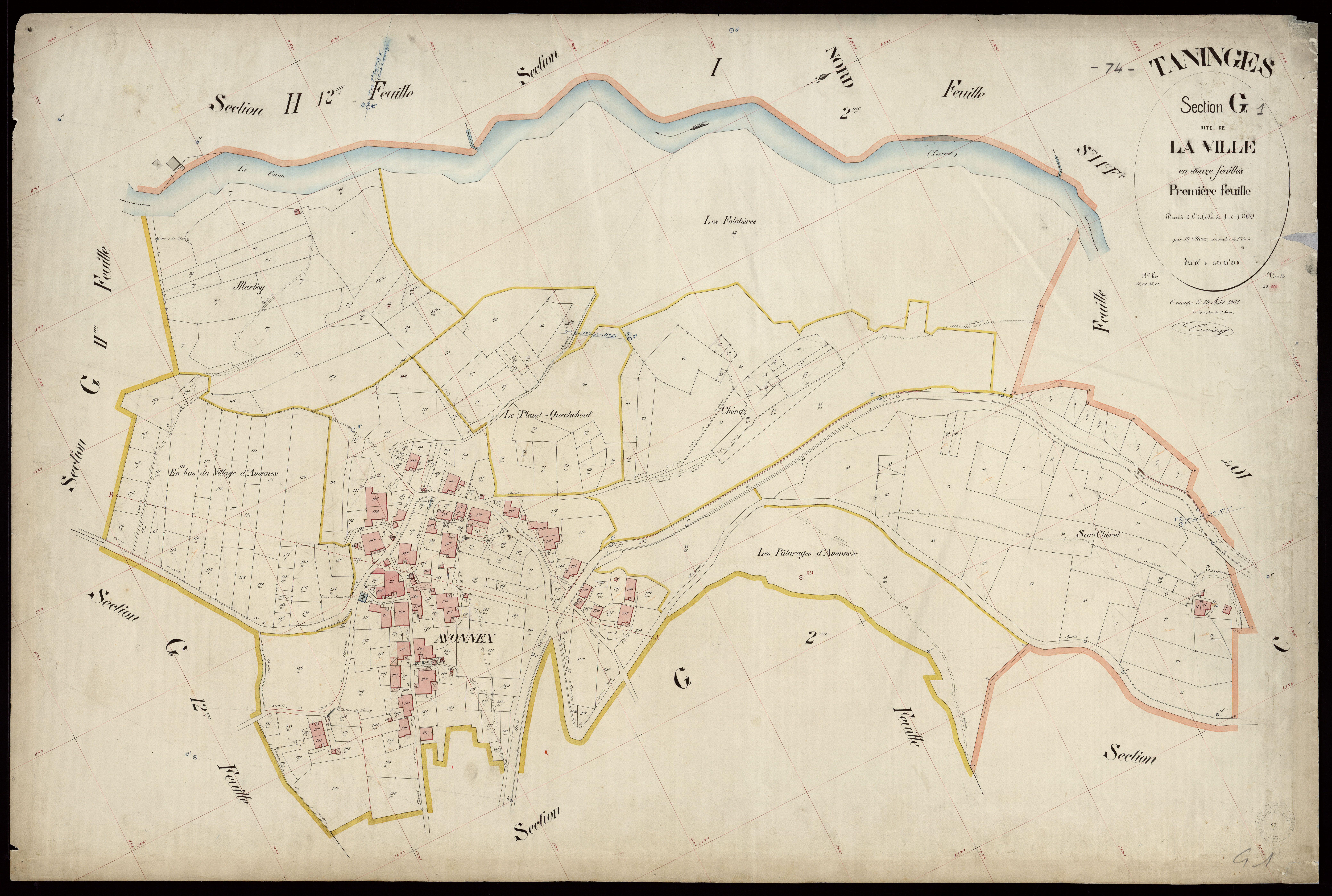 3 P 3 8532 - Feuille n° 2, parcelles n° 306 à 523 - 25 août 1902