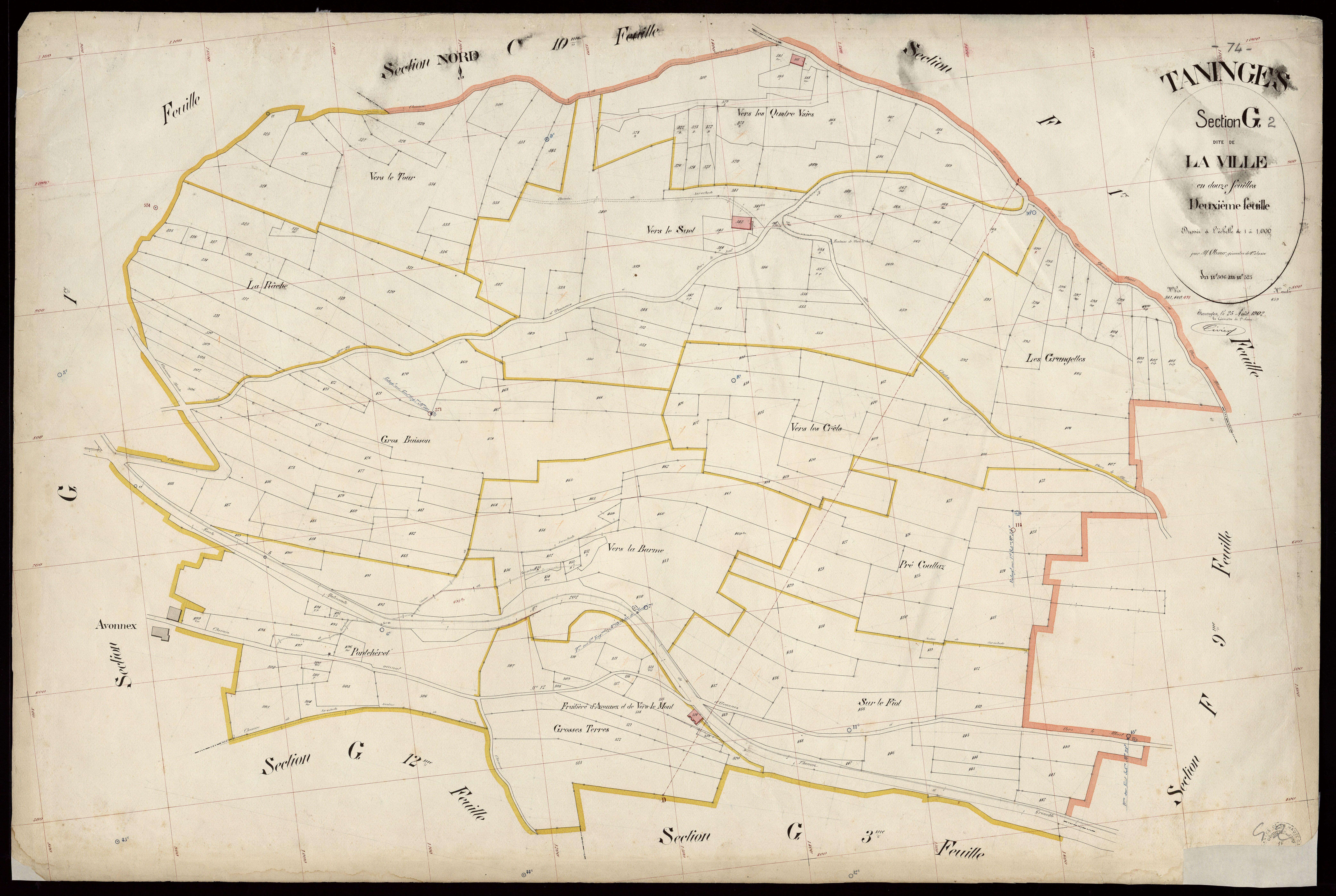 3 P 3 8533 - Feuille n° 3, parcelles n° 524 à 725 - 25 août 1902