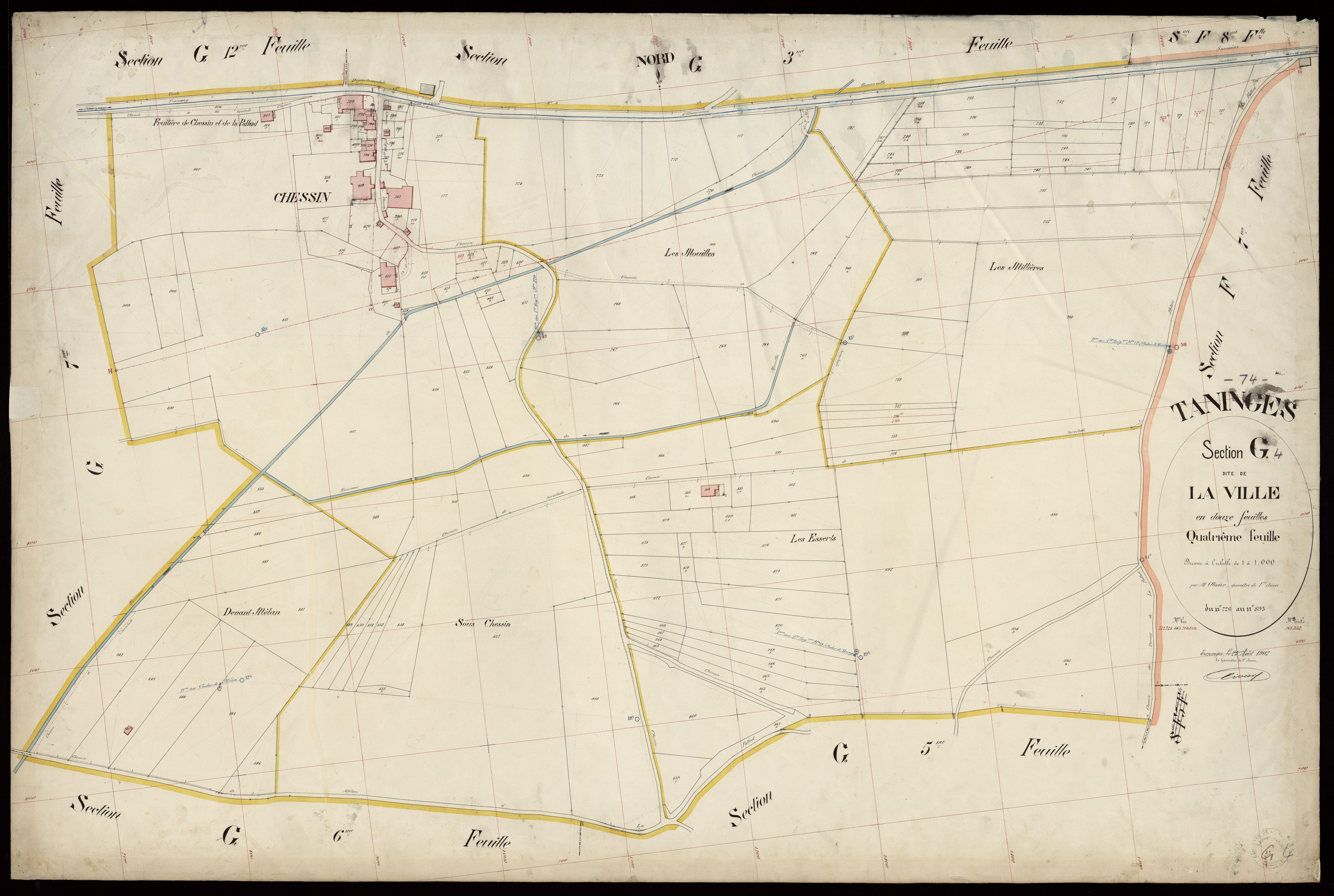 3 P 3 8535 - Feuille n° 5, parcelles n° 896 à 907 - 25 août 1902