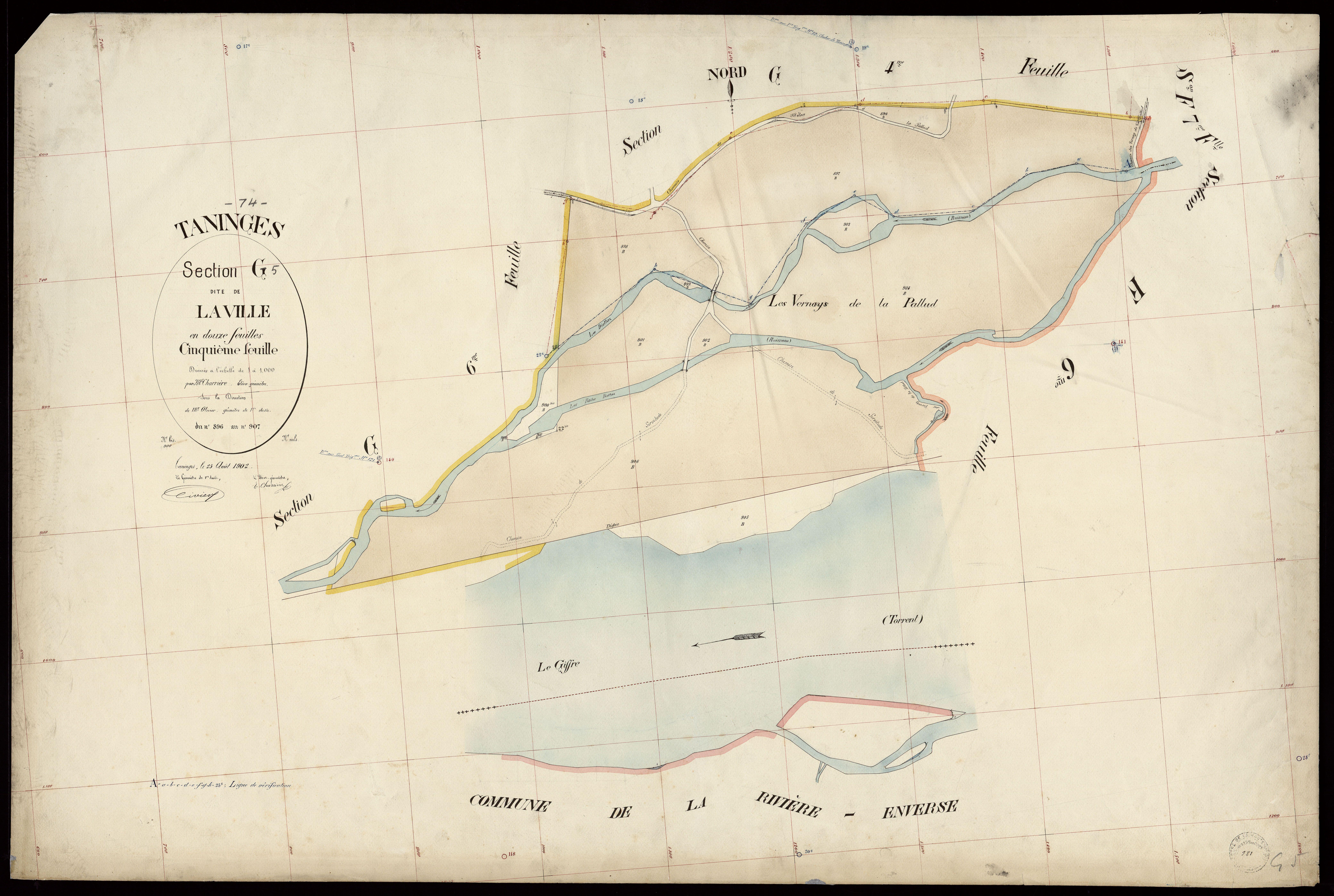 3 P 3 8536 - Feuille n° 6, parcelles n° 908 à 981 - 25 août 1902