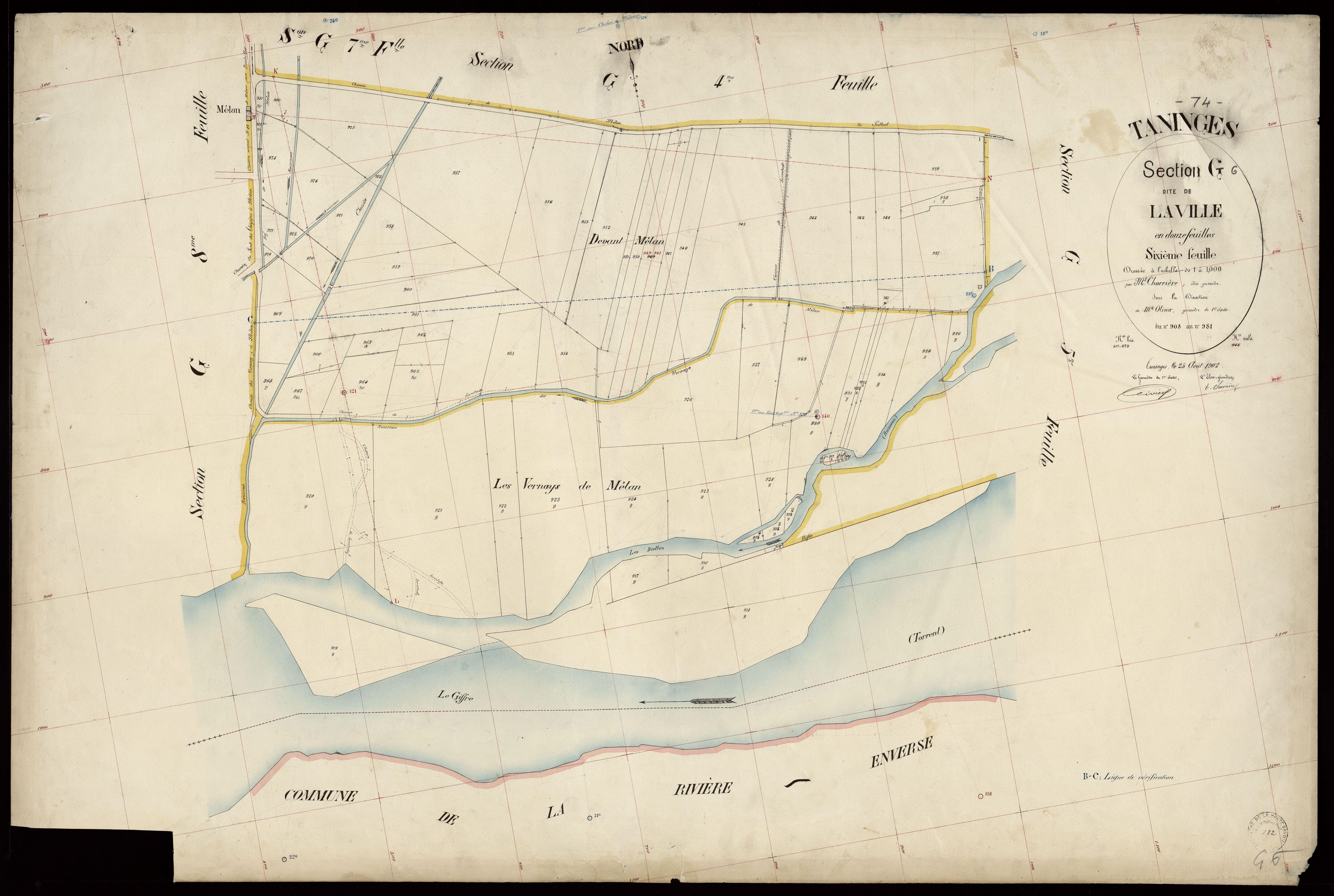 3 P 3 8537 - Feuille n° 7, parcelles n° 982 à 1167 - 25 août 1902