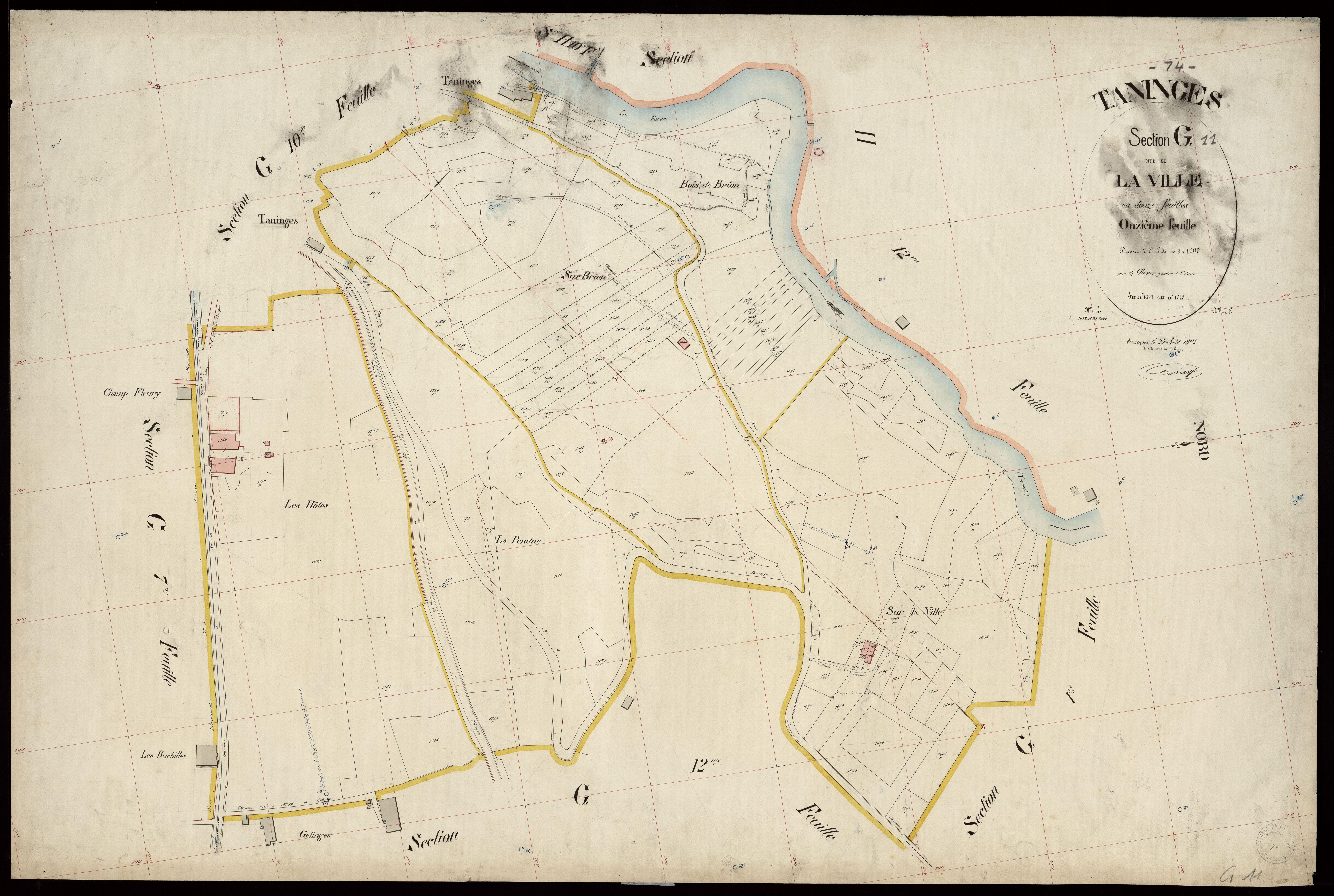 3 P 3 8542 - Feuille n° 12, parcelles n° 1744 à 1907 - 25 août 1902