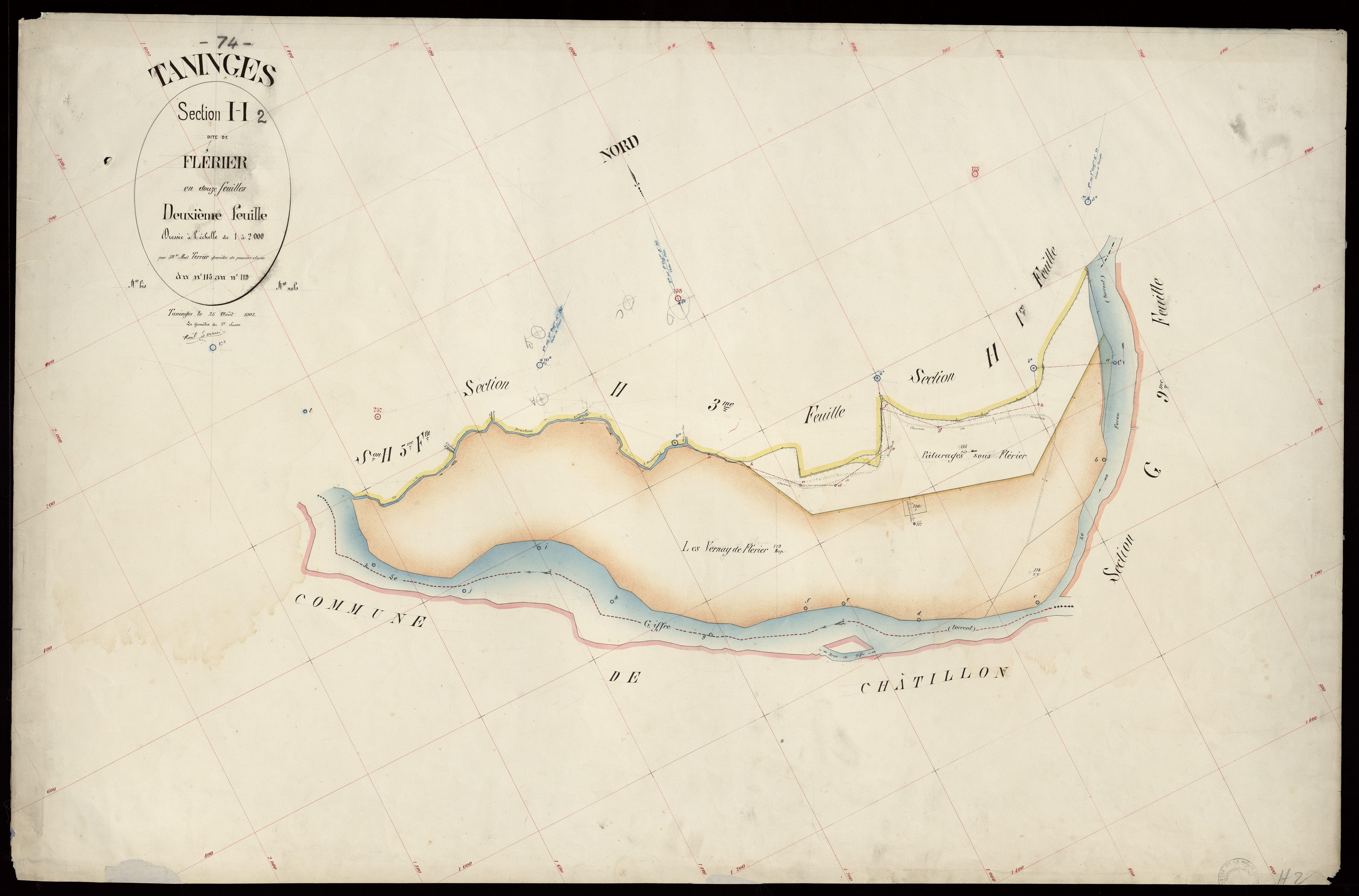 3 P 3 8545 - Feuille n° 3, parcelles n° 120 à 183 - 25 août 1902