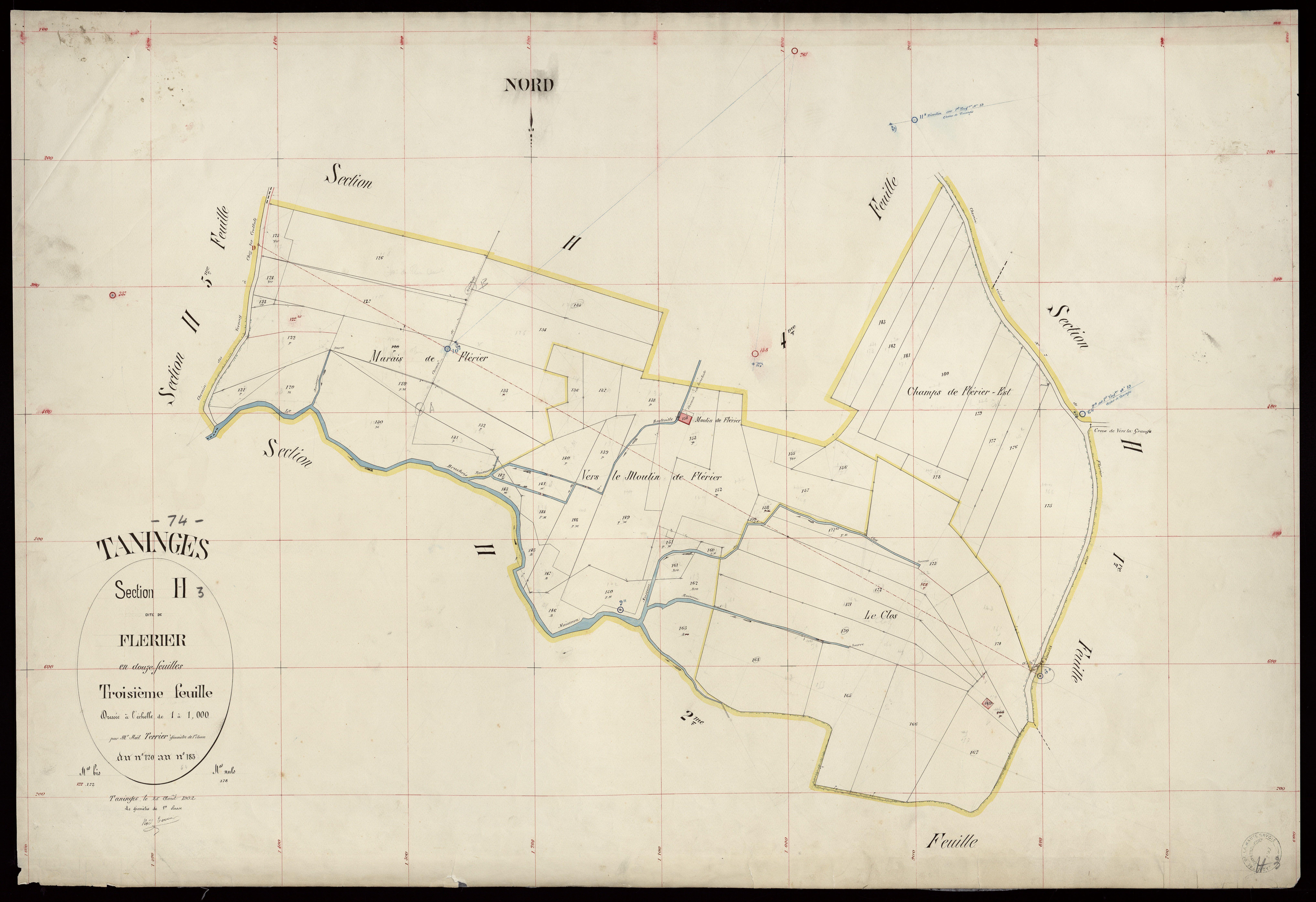 3 P 3 8546 - Feuille n° 4, parcelles n° 184 à 369 - 25 août 1902