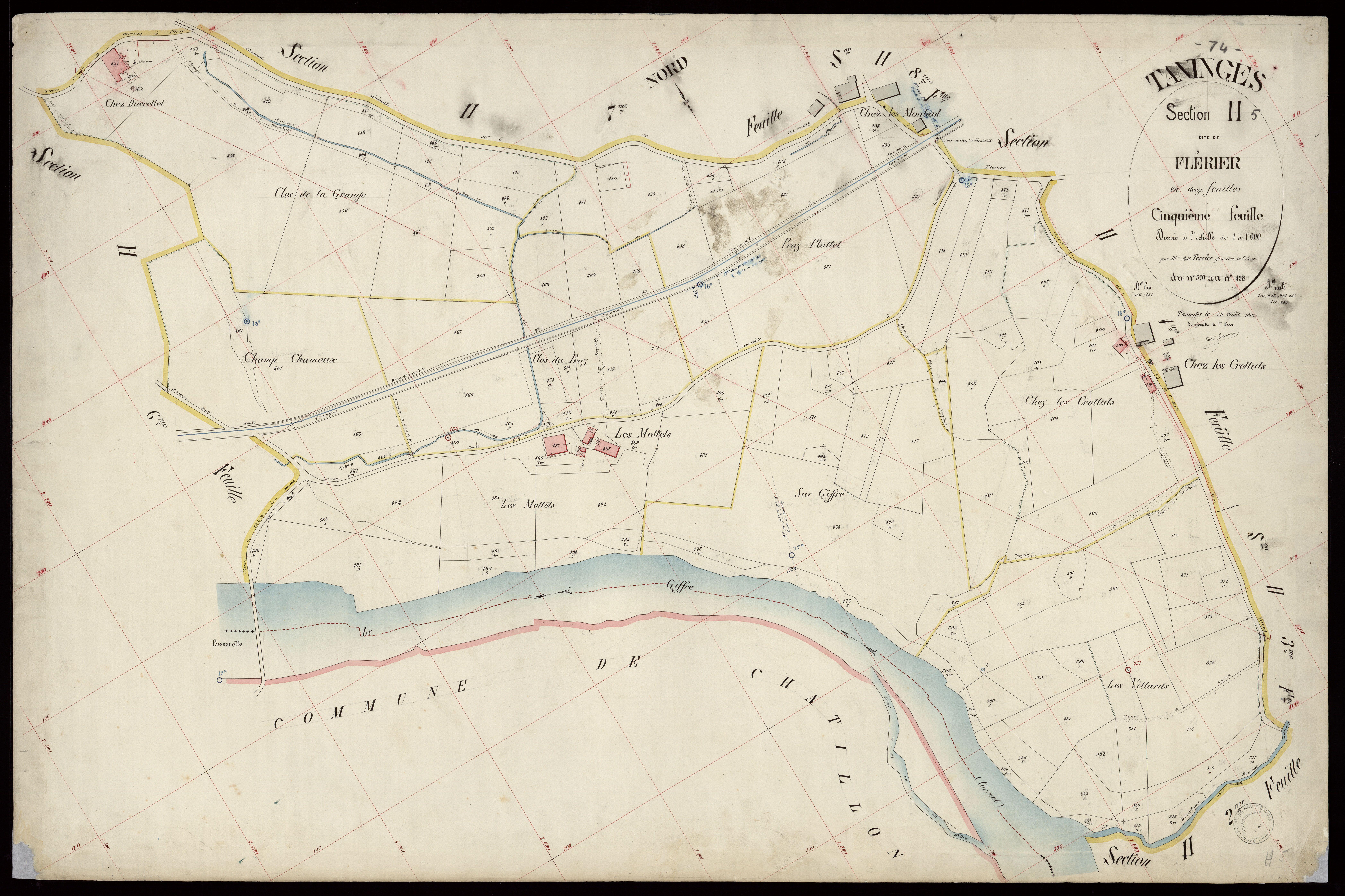 3 P 3 8548 - Feuille n° 6, parcelles n° 499 à 723 - 25 août 1902
