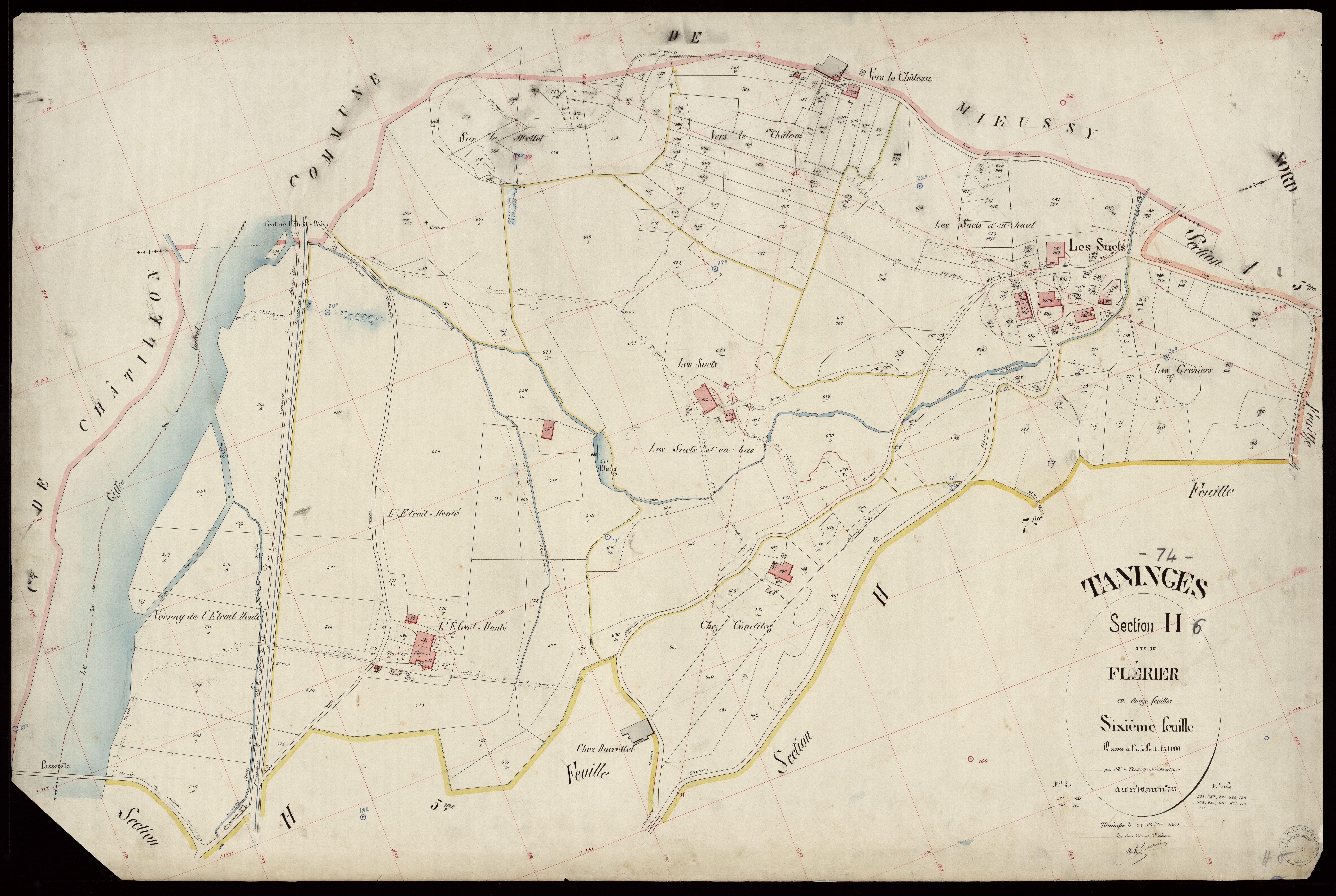 3 P 3 8549 - Feuille n° 7, parcelles n° 724 à 809 - 25 août 1902