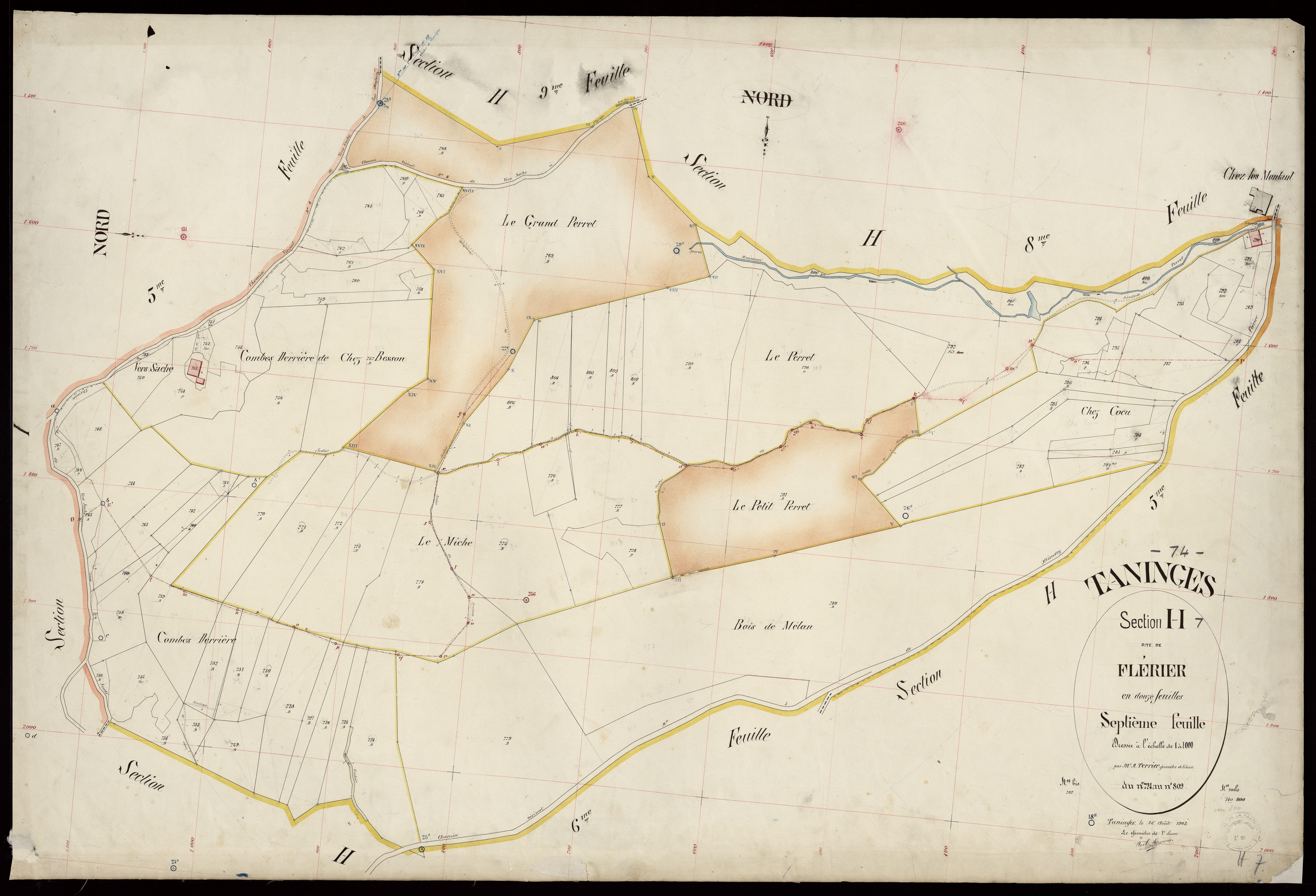 3 P 3 8550 - Feuille n° 8, parcelles n° 810 à 949 - 25 août 1902