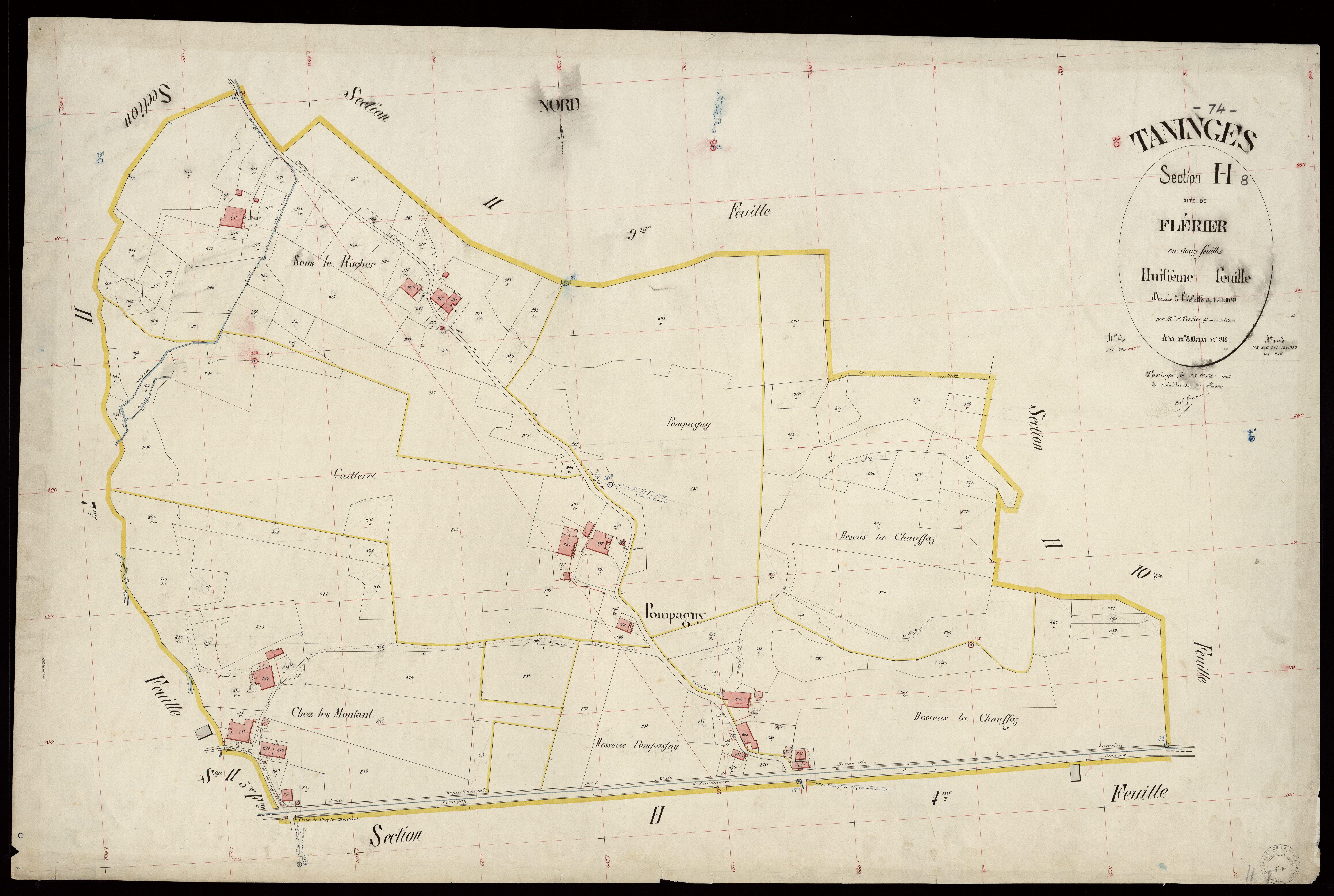 3 P 3 8551 - Feuille n° 9, parcelles n° 950 à 1126 - 25 août 1902