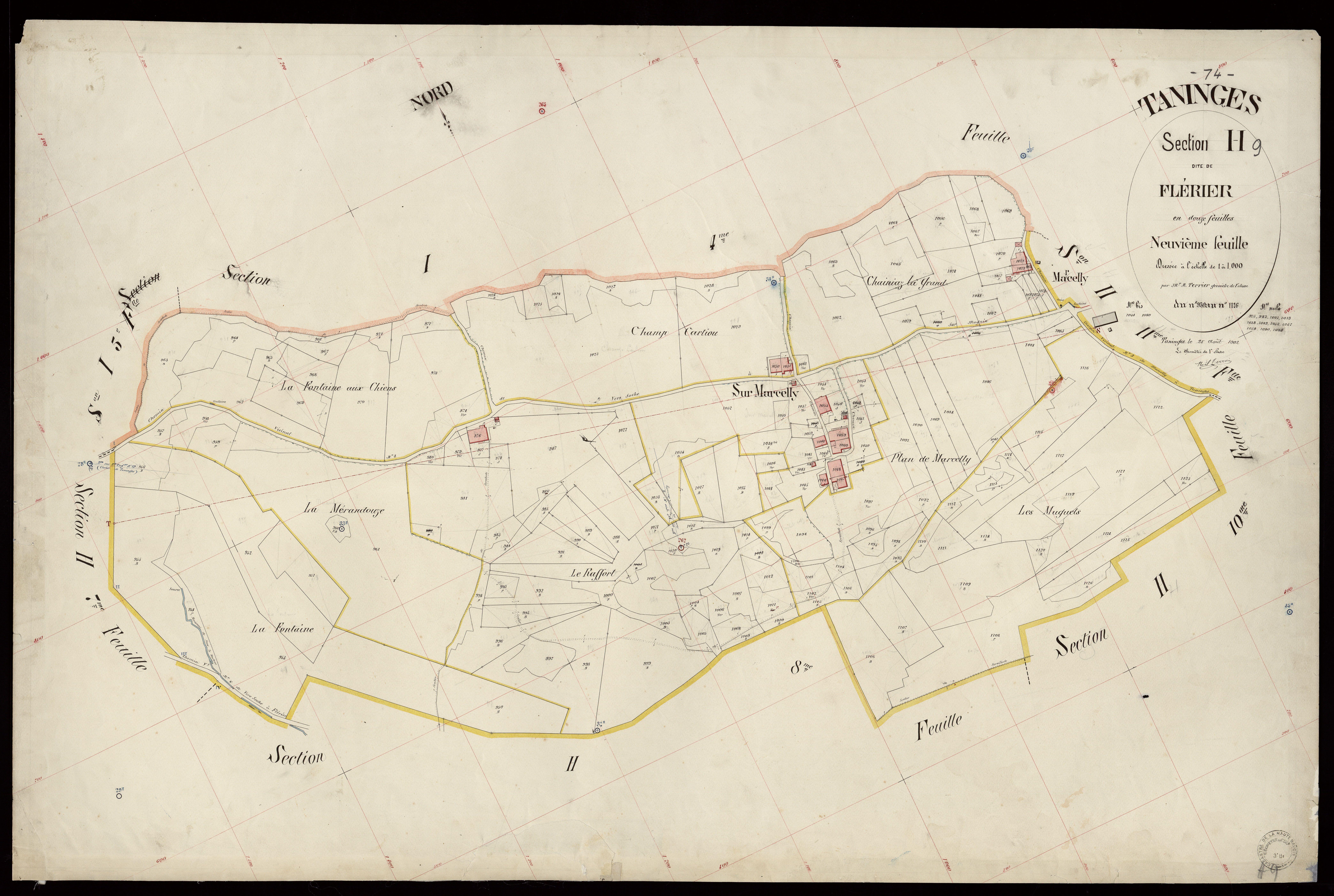 3 P 3 8552 - Feuille n° 10, parcelles n° 1127 à 1375 - 25 août 1902