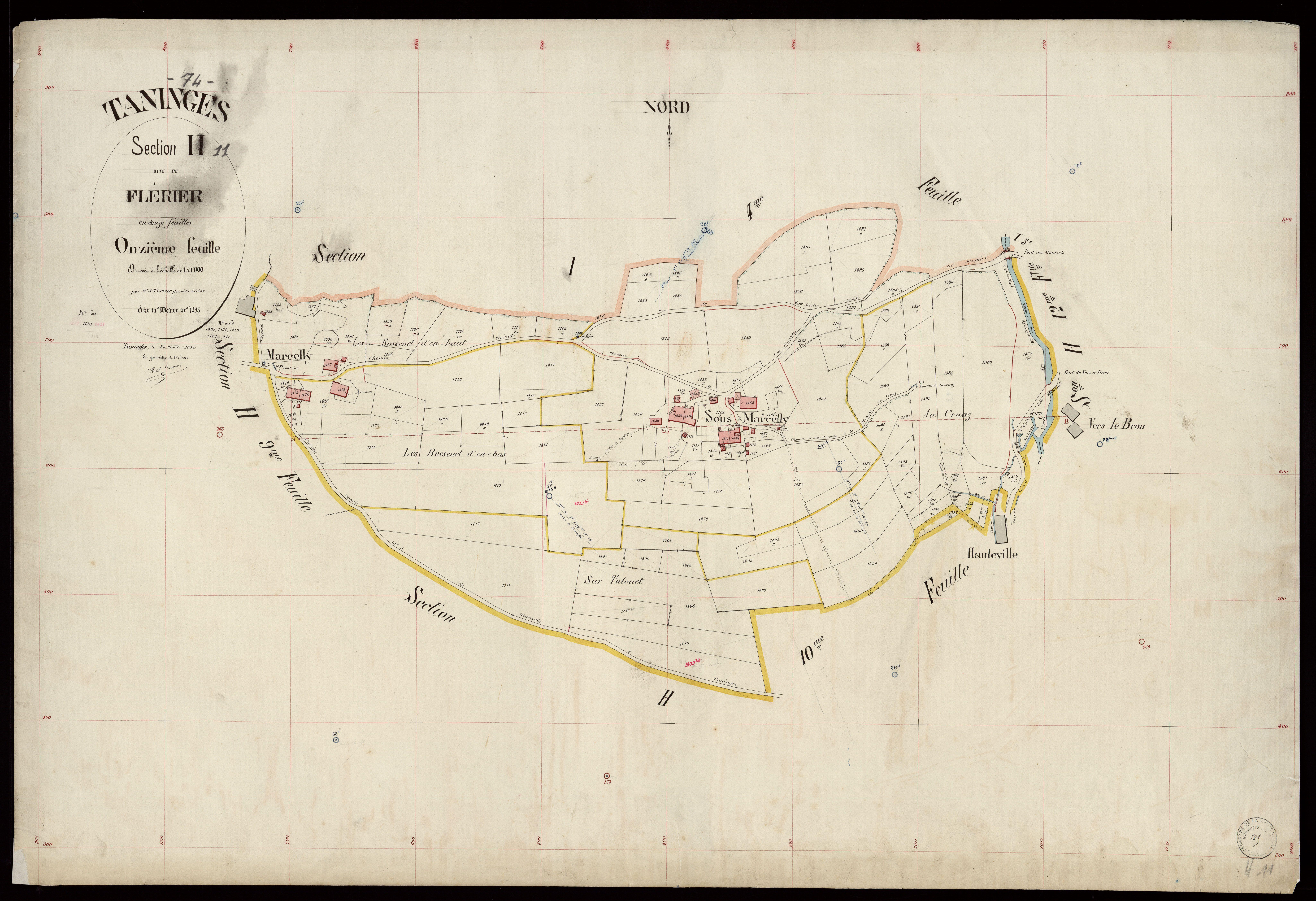 3 P 3 8554 - Feuille n° 12, parcelles n° 1496 à 1868 - 25 août 1902