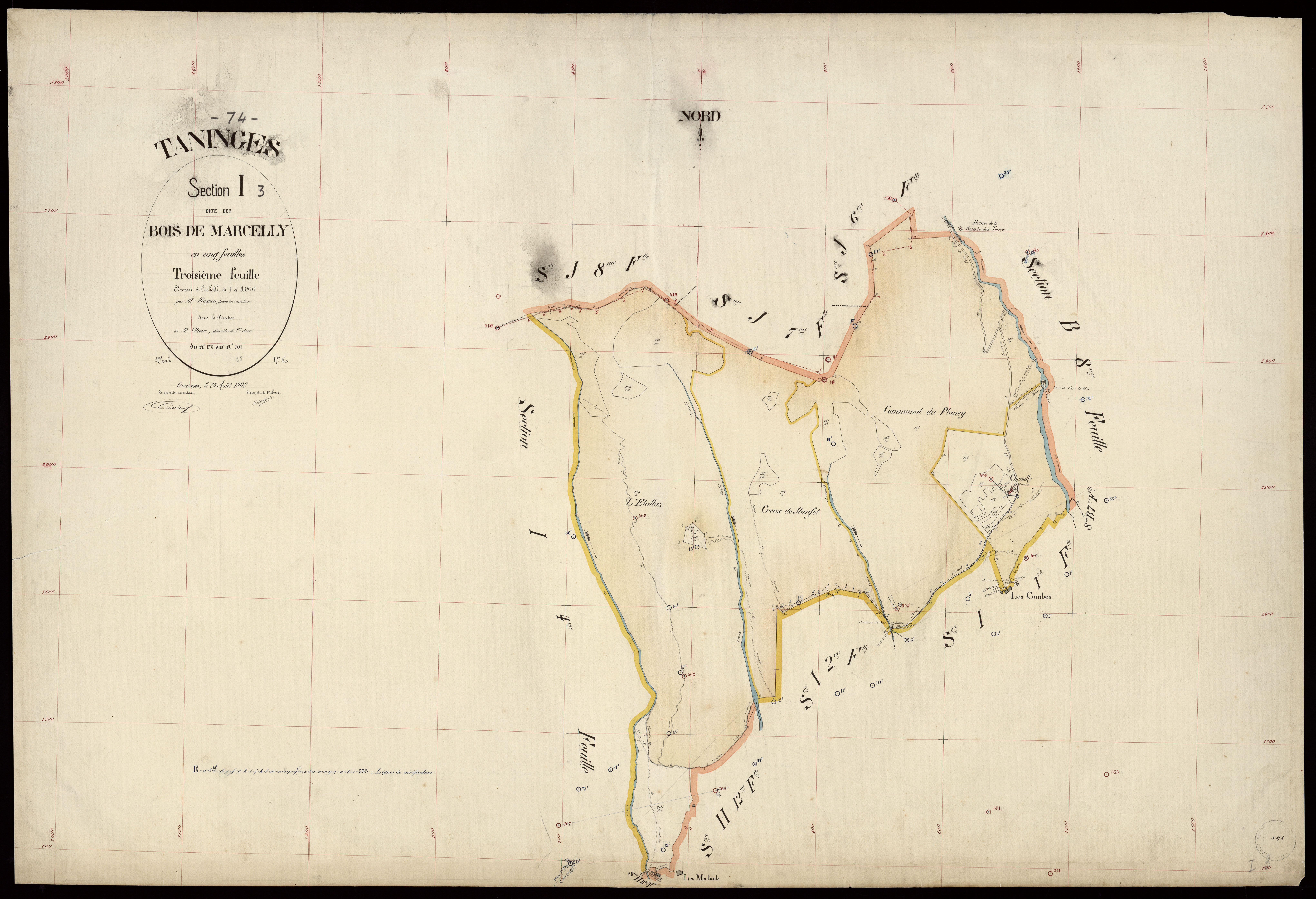 3 P 3 8558 - Feuille n° 4, parcelles n° 202 à 245 - 25 août 1902