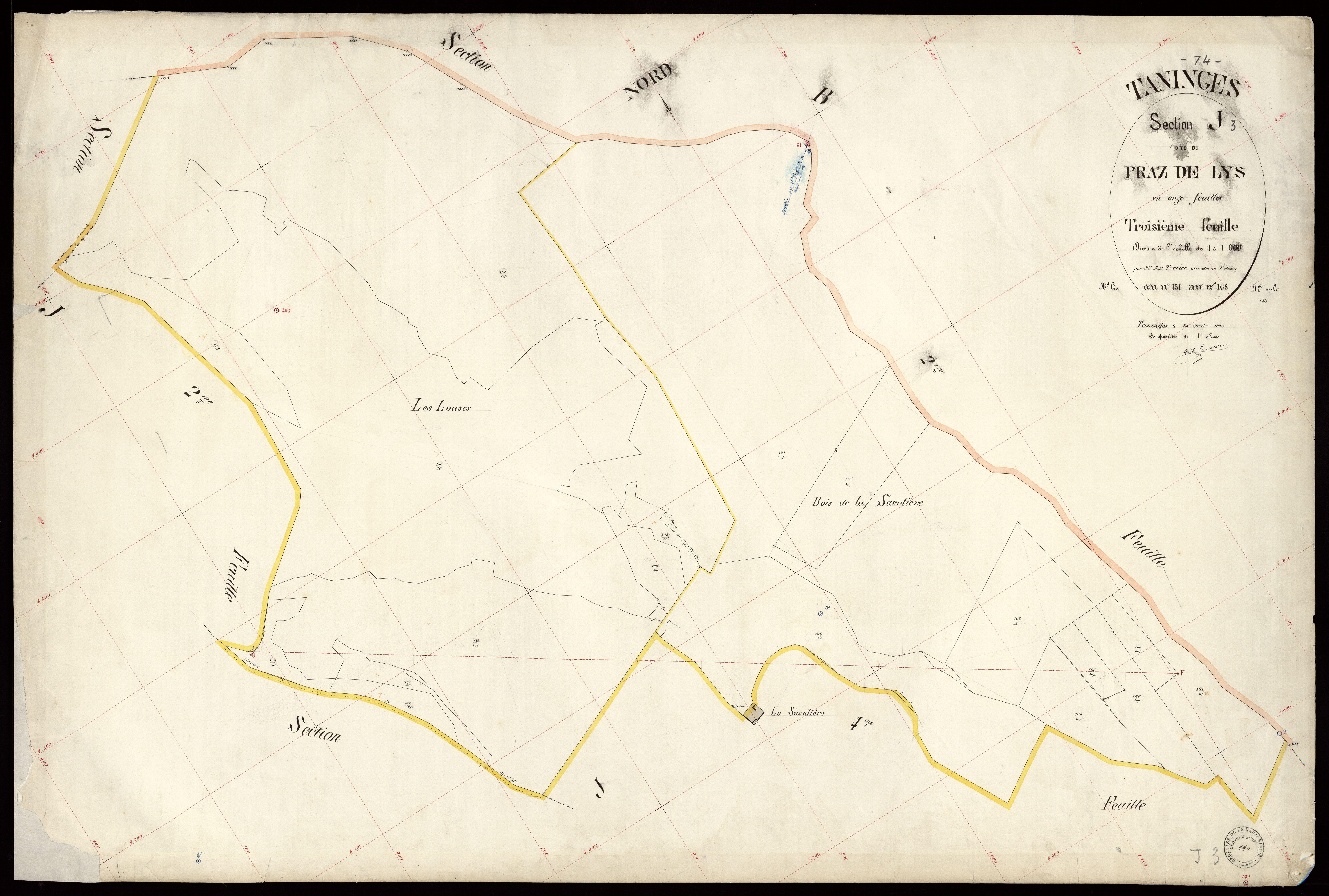 3 P 3 8563 - Feuille n° 4, parcelles n° 169 à 216 - 25 août 1902