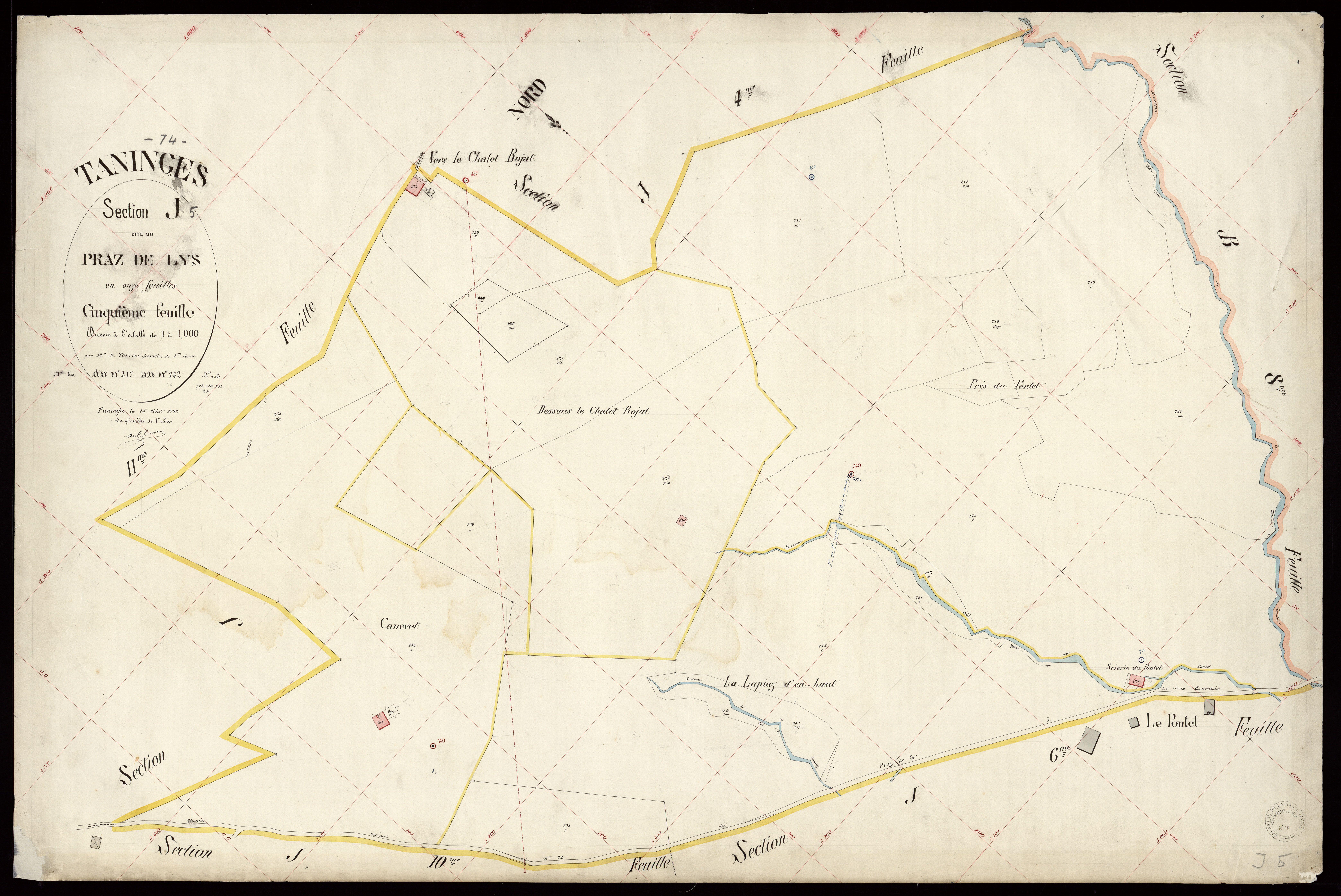 3 P 3 8565 - Feuille n° 6, parcelles n° 243 à 353 - 25 août 1902