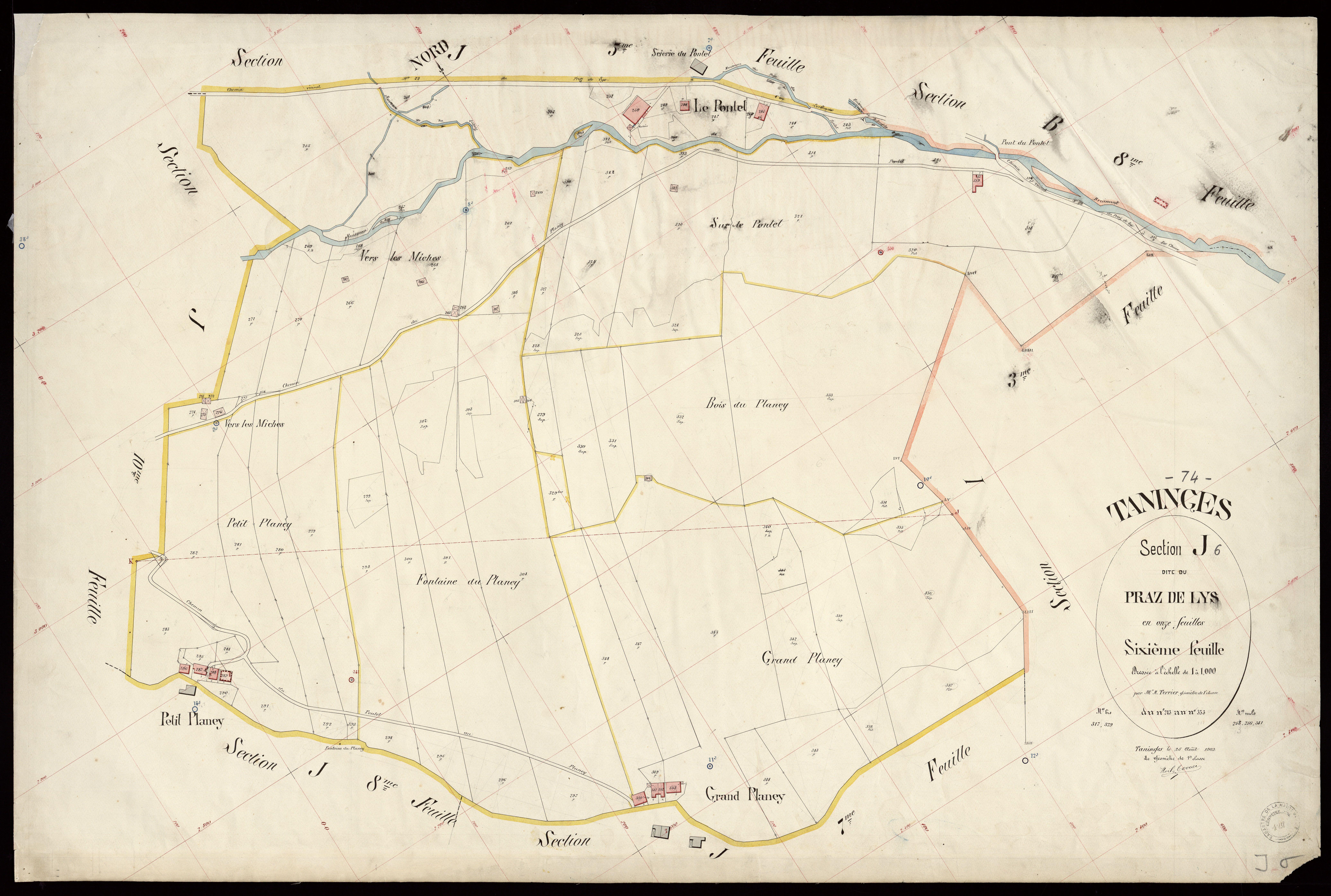 3 P 3 8566 - Feuille n° 7, parcelles n° 354 à 358 - 25 août 1902