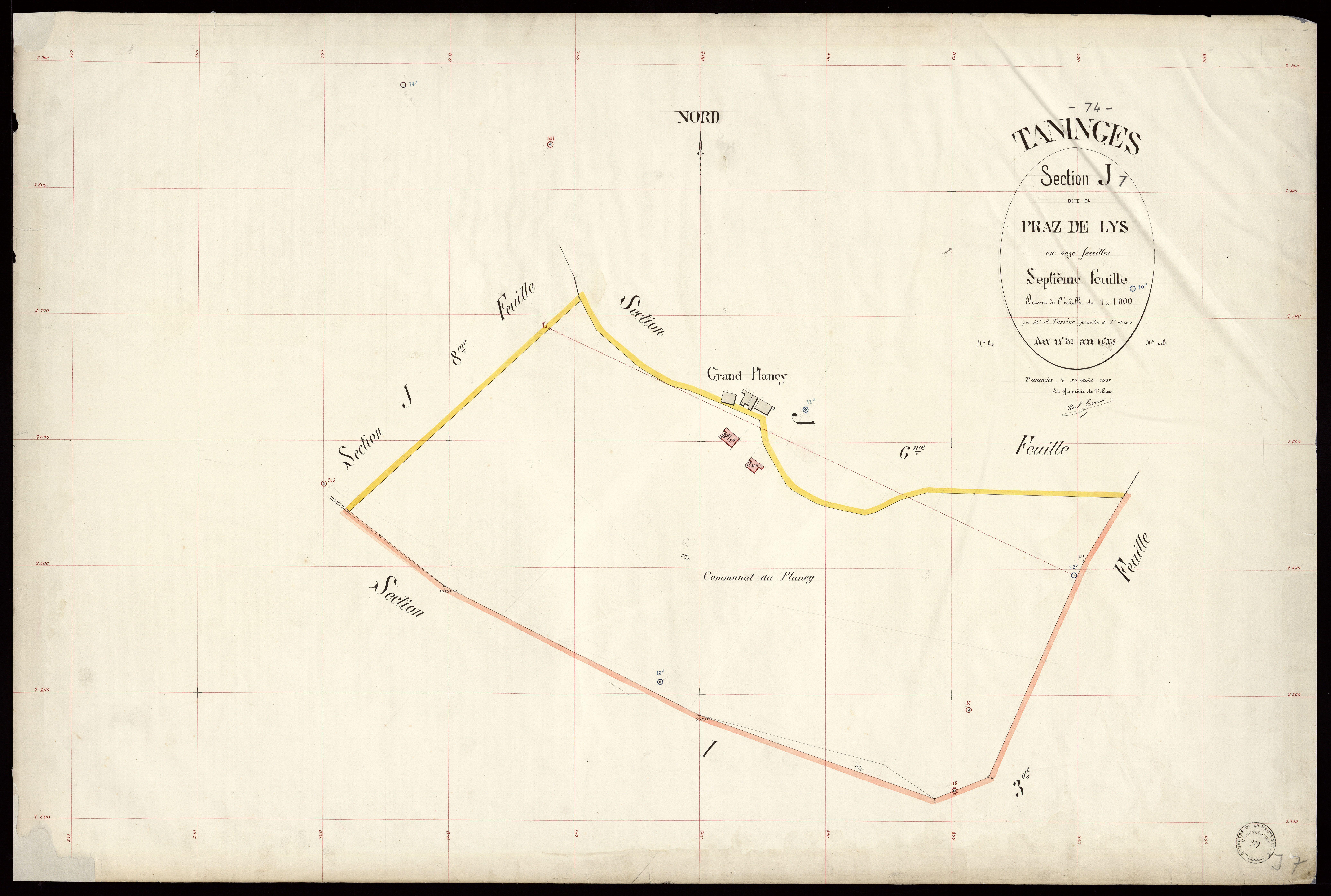 3 P 3 8567 - Feuille n° 8, parcelles n° 359 à 395 - 25 août 1902