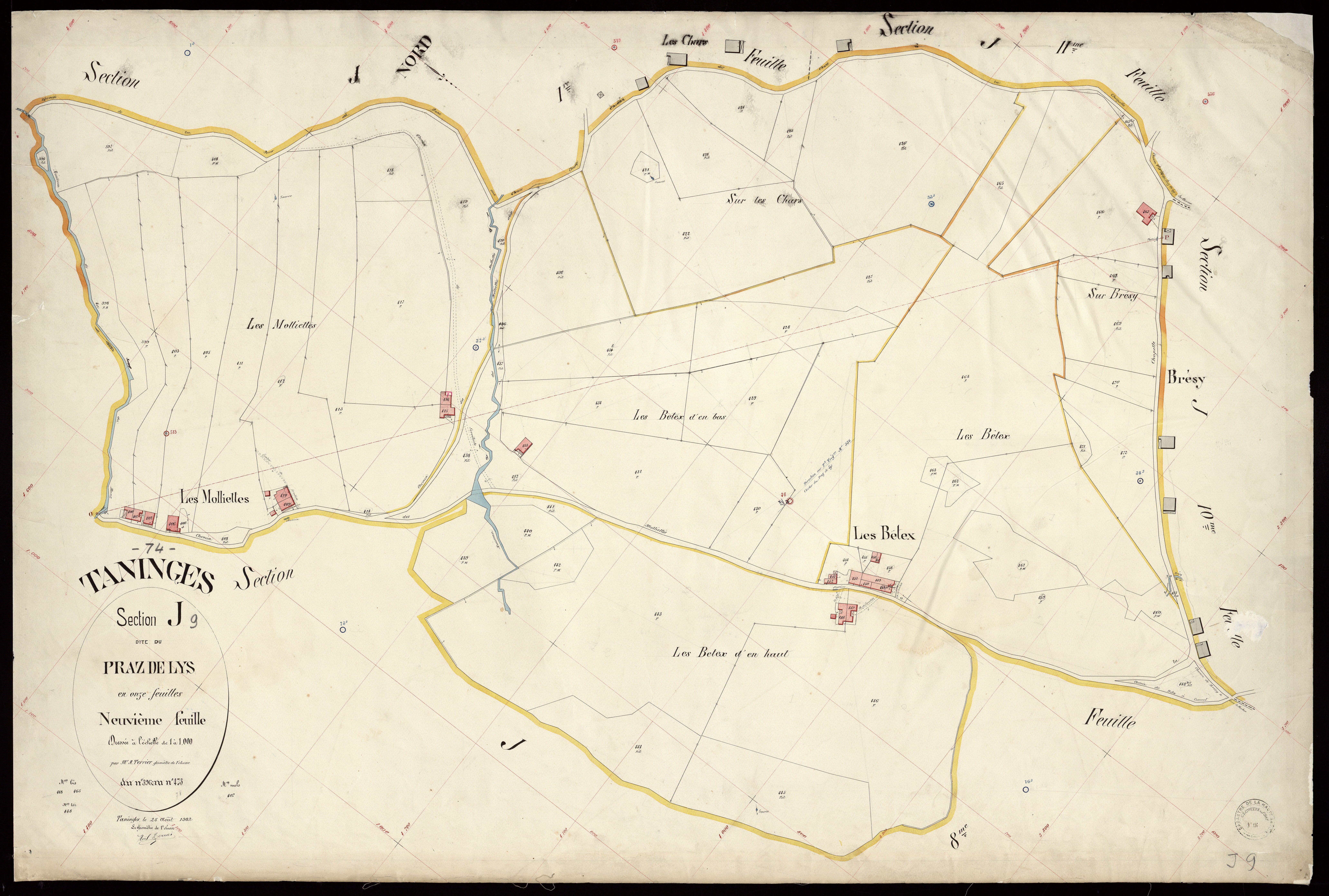 3 P 3 8569 - Feuille n° 10, parcelles n° 474 à 597 - 25 août 1902