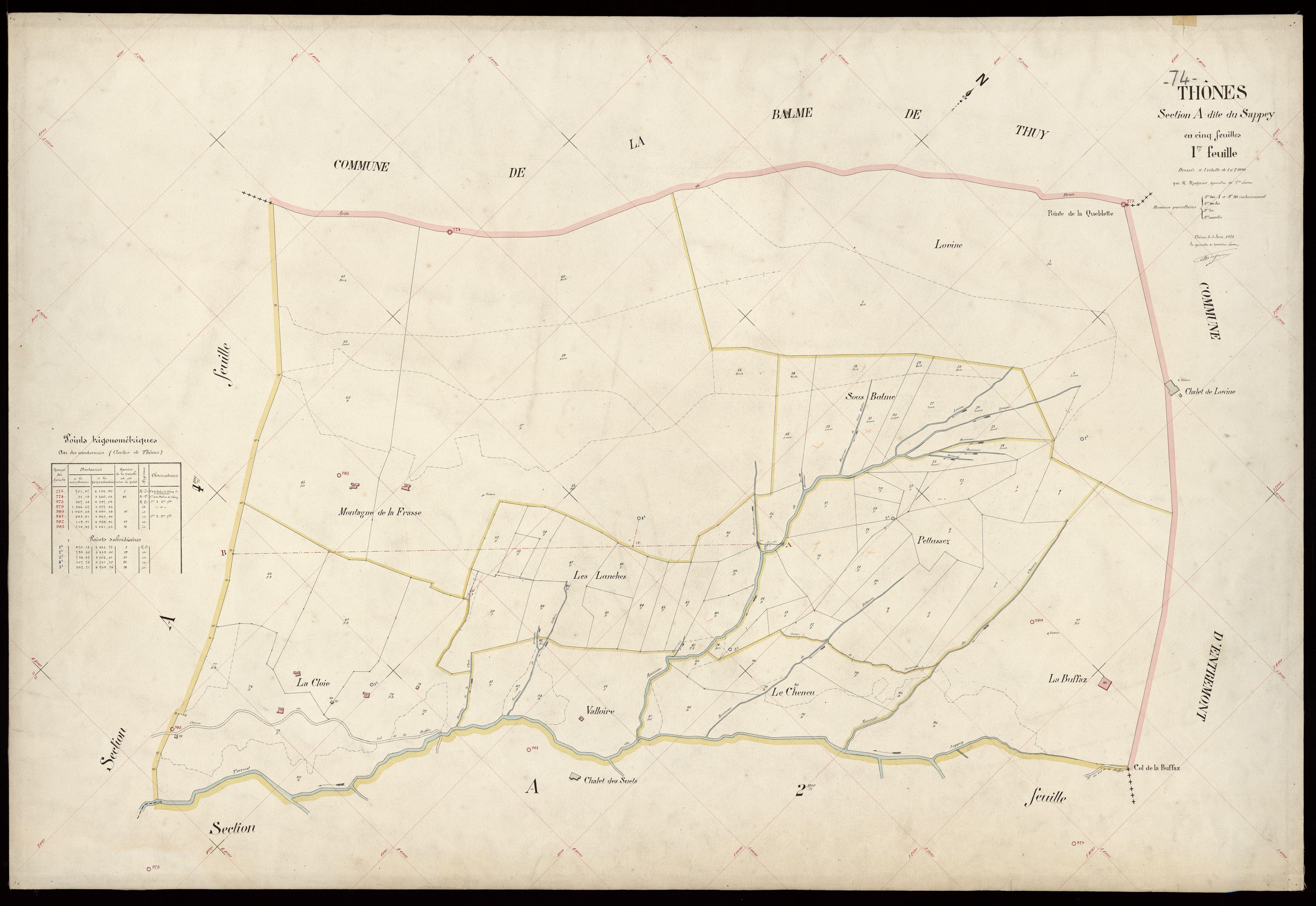 3 P 3 8607 - Feuille n° 2, parcelles n° 99 à 536 - 31 avril 1925