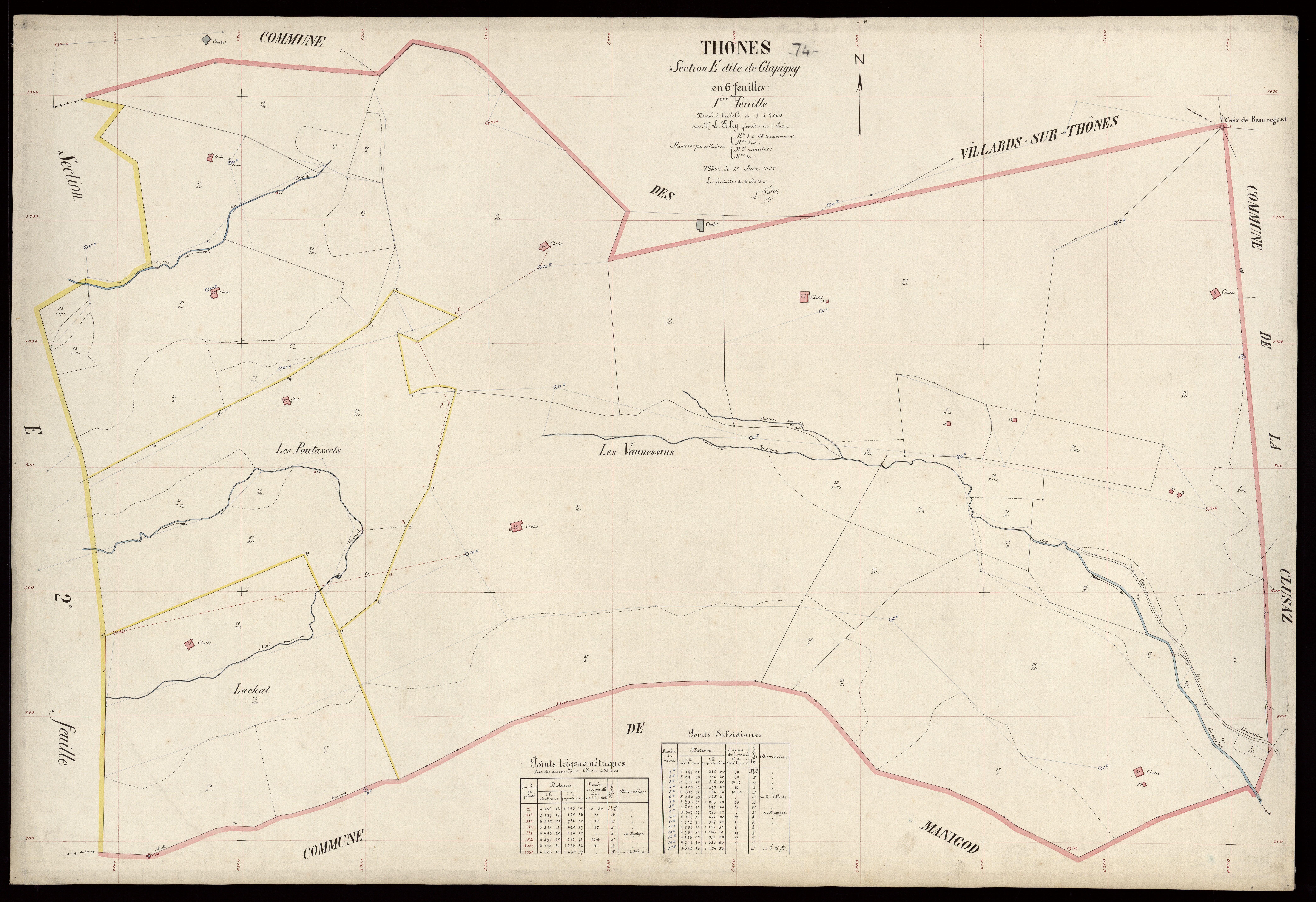 3 P 3 8618 - Feuille n° 2, parcelles n° 69 à 226 - 15 juin 1925