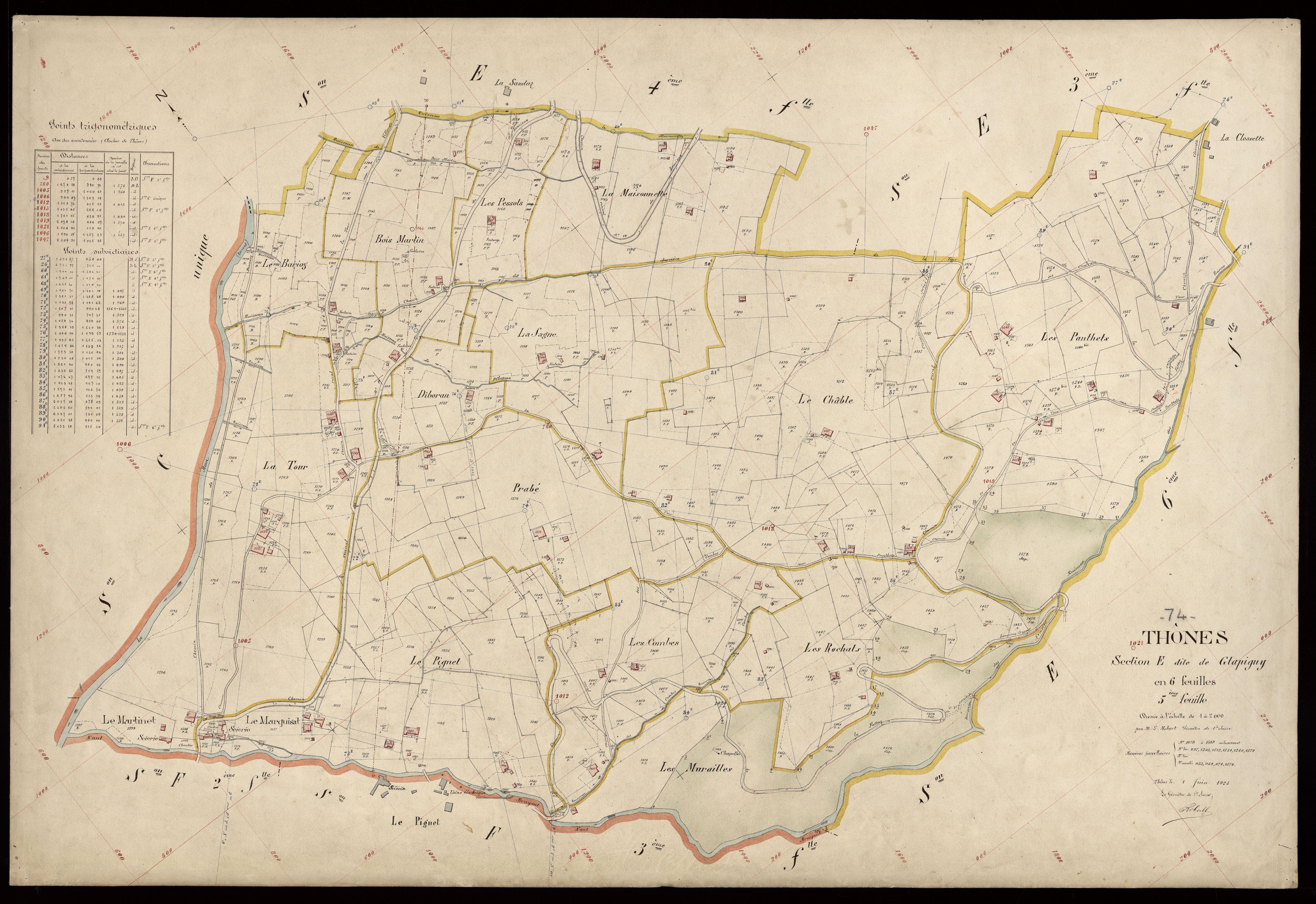 3 P 3 8622 - Feuille n° 6, parcelles n° 1590 à 1749 - 15 juin 1925