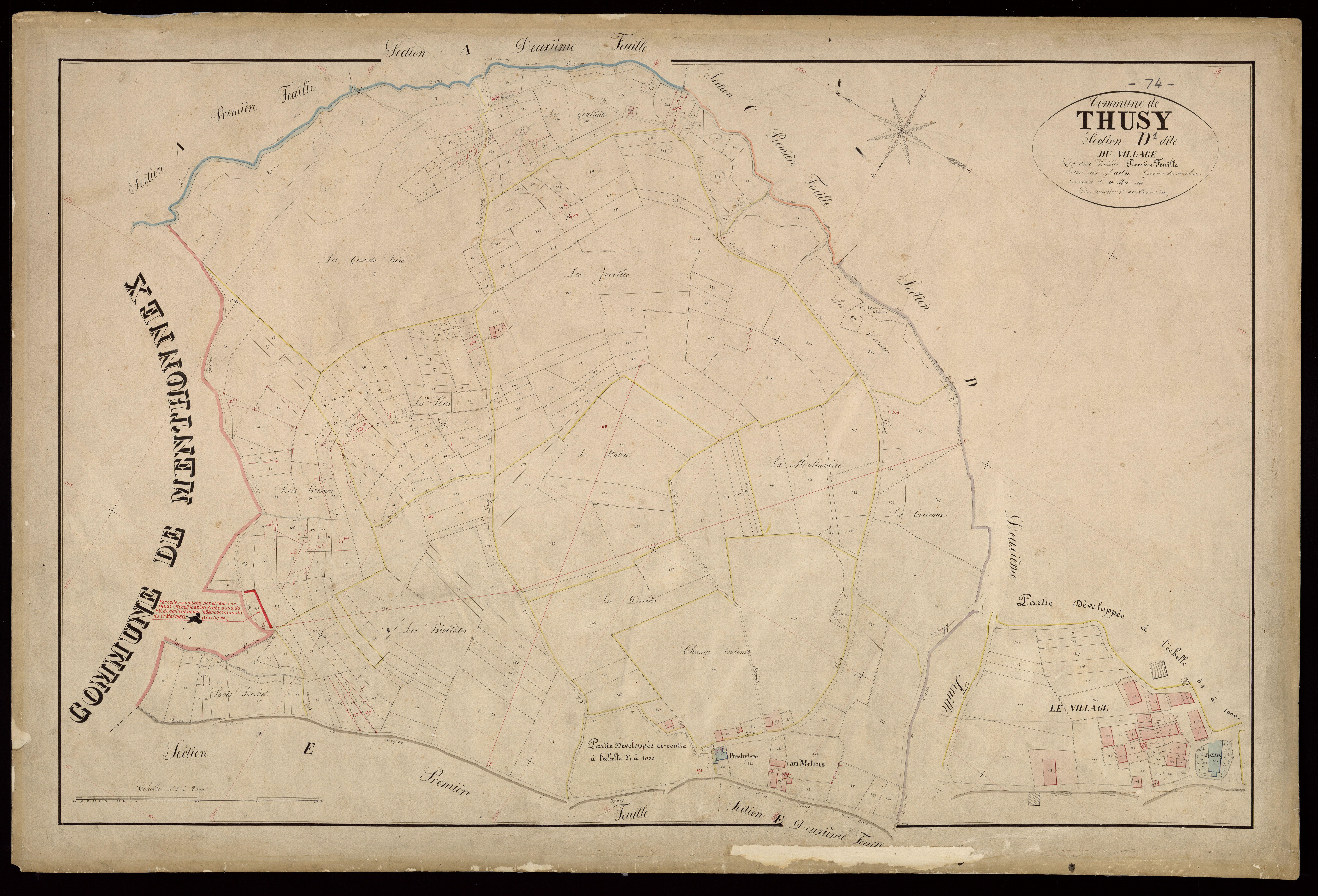 3 P 3 8811 - Feuille n° 2, parcelles n° 356 à 605 - 20 mai 1863