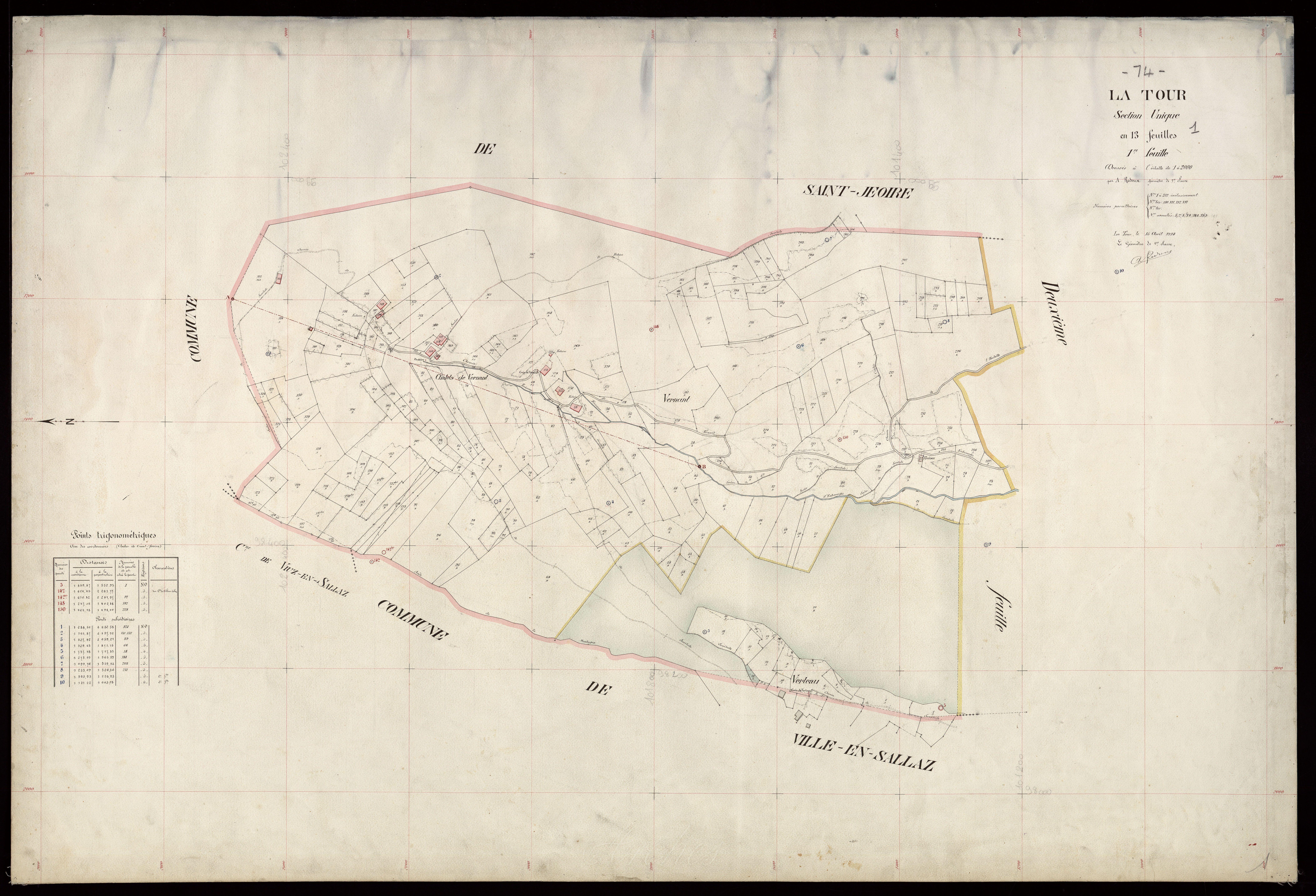 3 P 3 8828 - Feuille n° 2, parcelles n° 238 à 355 - 15 avril 1914