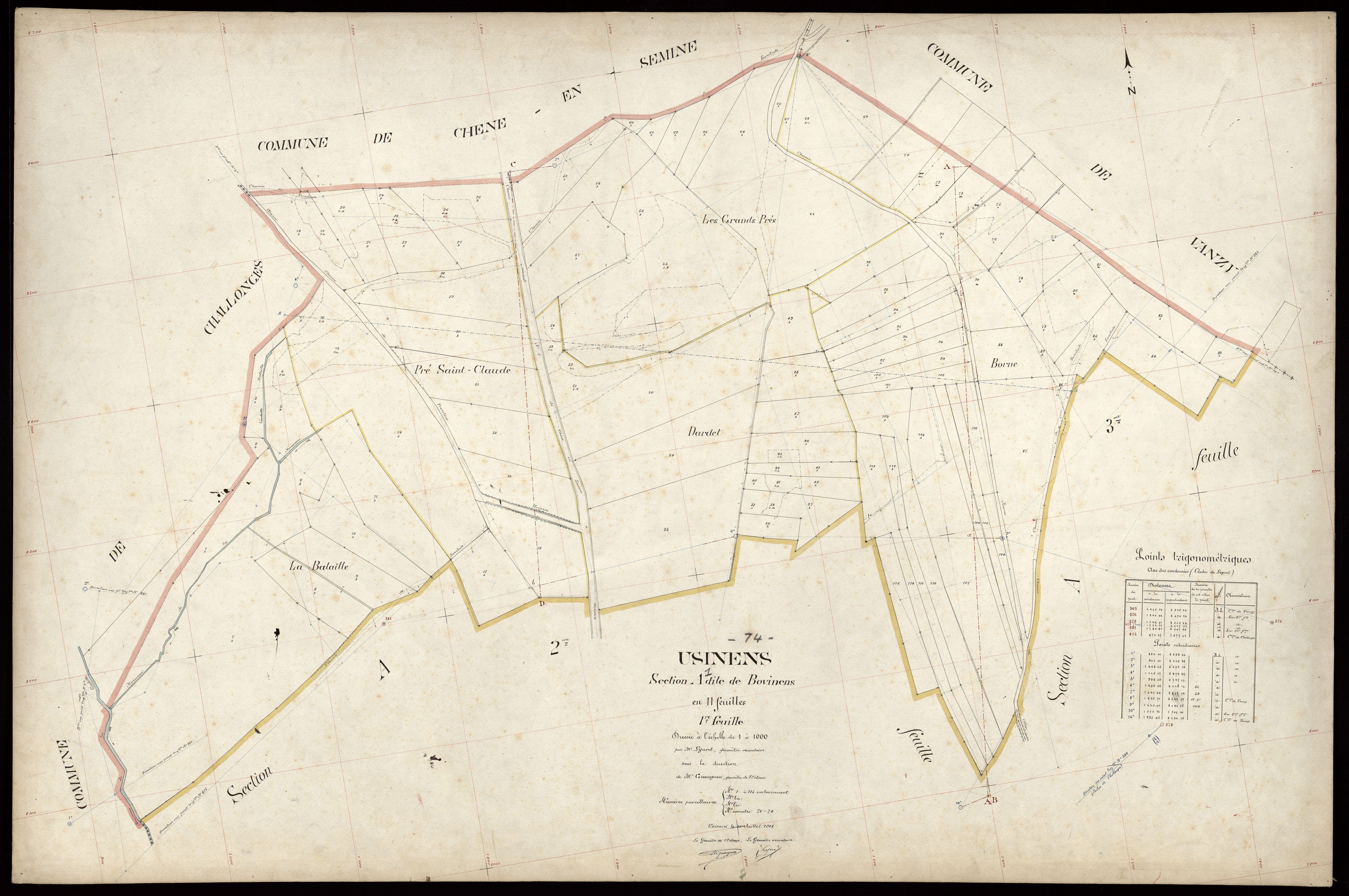 3 P 3 8842 - Feuille n° 2, parcelles n° 116 à 249 - 15 juillet 1908