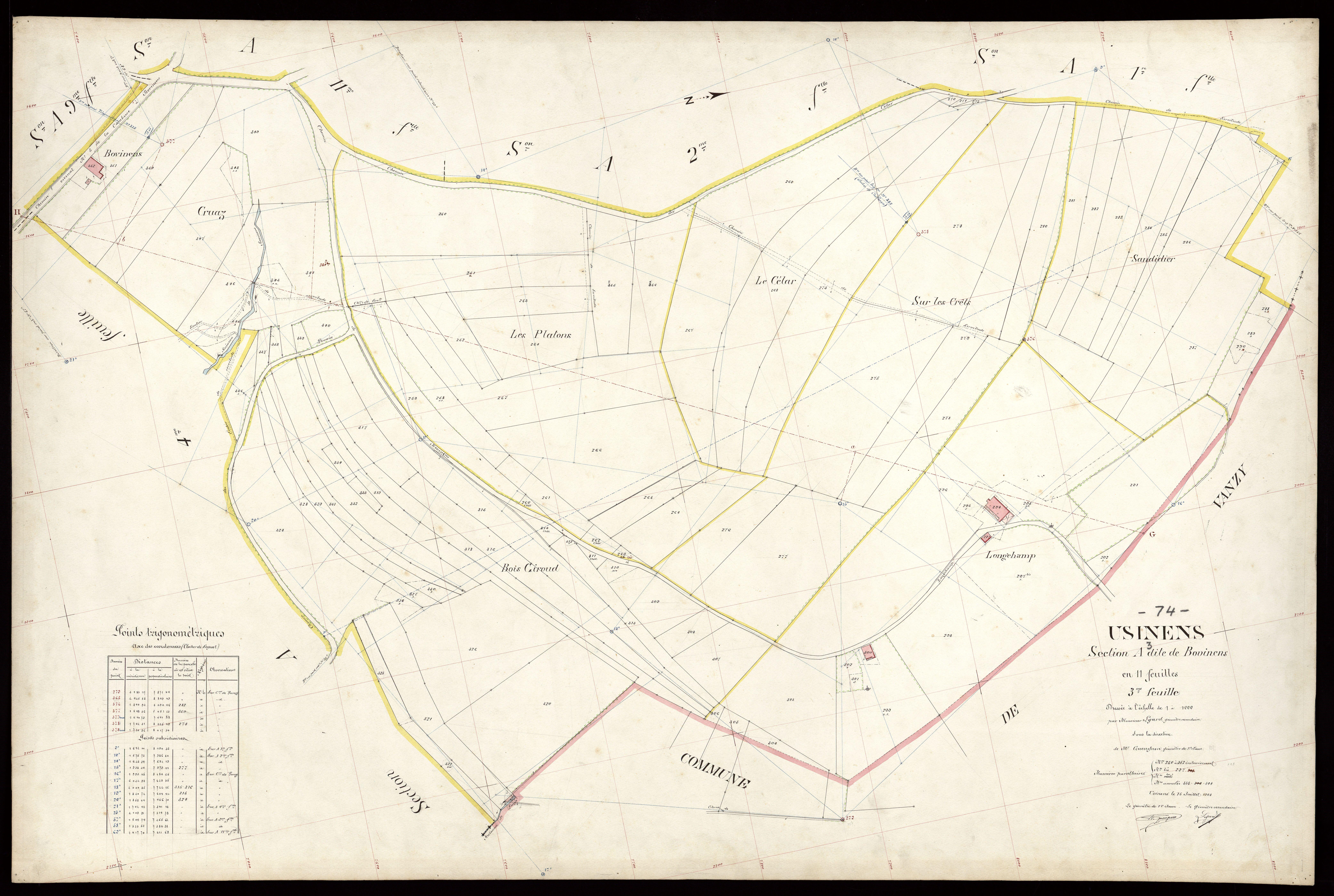 3 P 3 8844 - Feuille n° 4, parcelles n° 353 à 578 - 15 juillet 1908