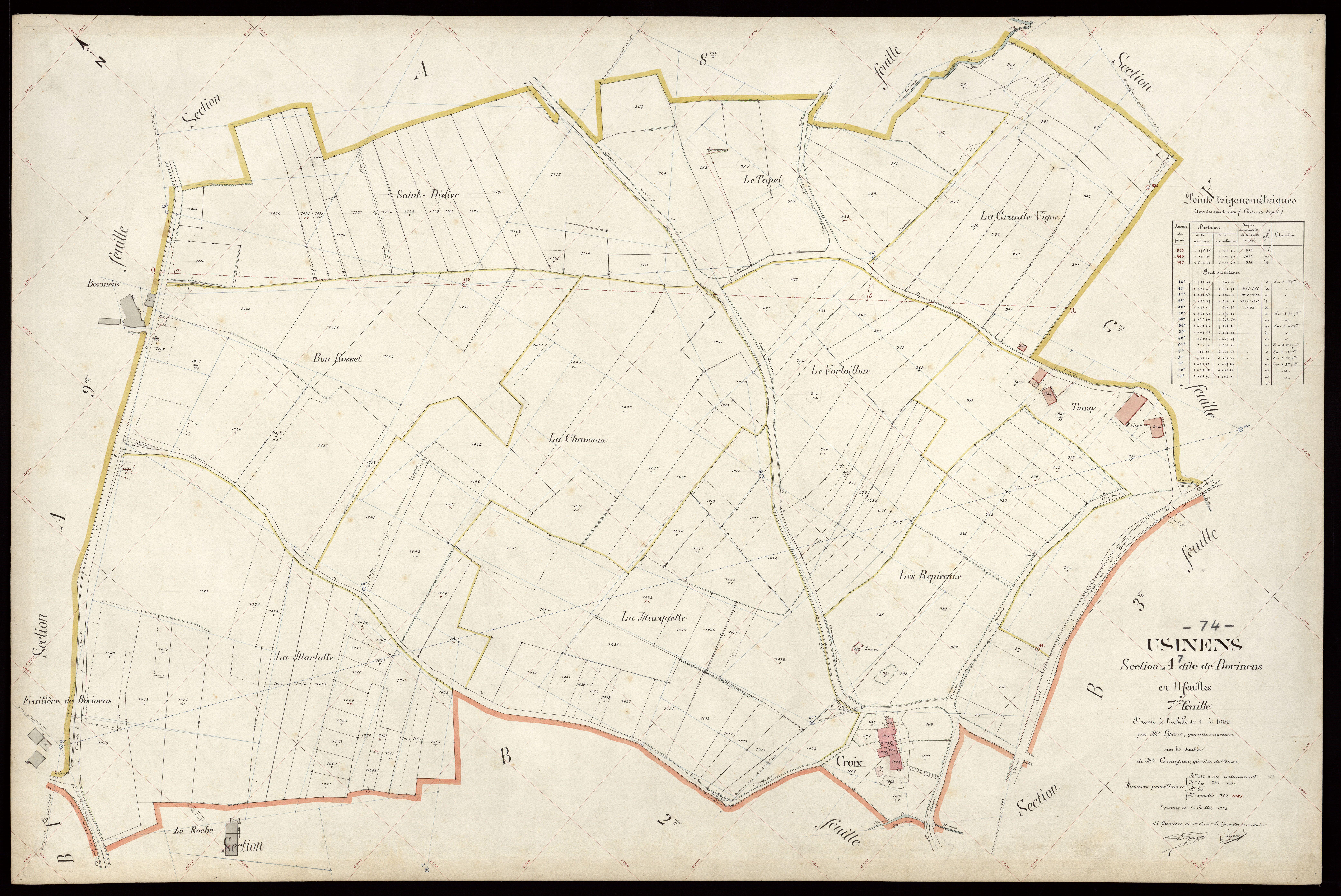 3 P 3 8848 - Feuille n° 8, parcelles n° 1113 à 1403 - 15 juillet 1908