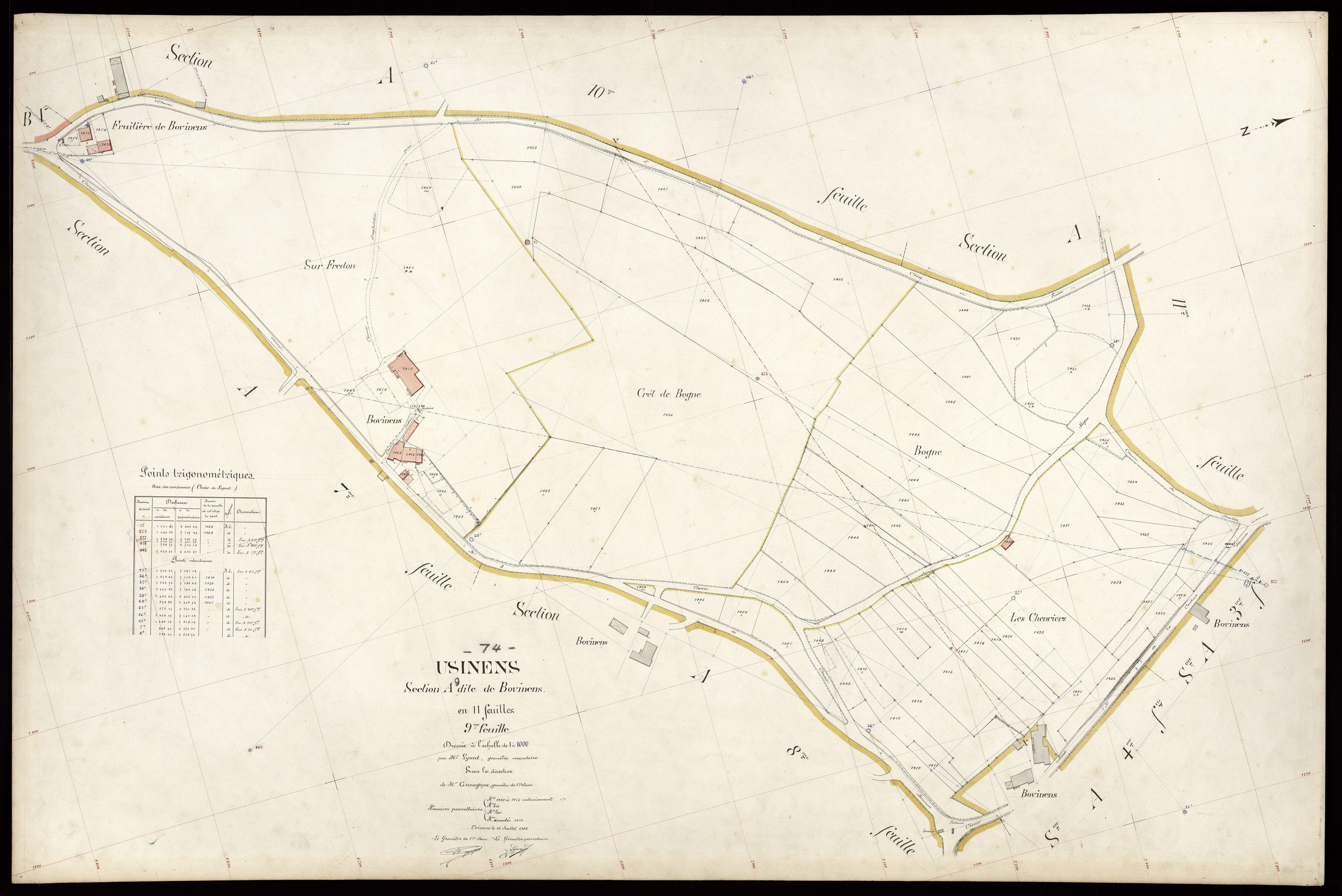 3 P 3 8850 - Feuille n° 10, parcelles n° 1477 à 1591 - 15 juillet 1908