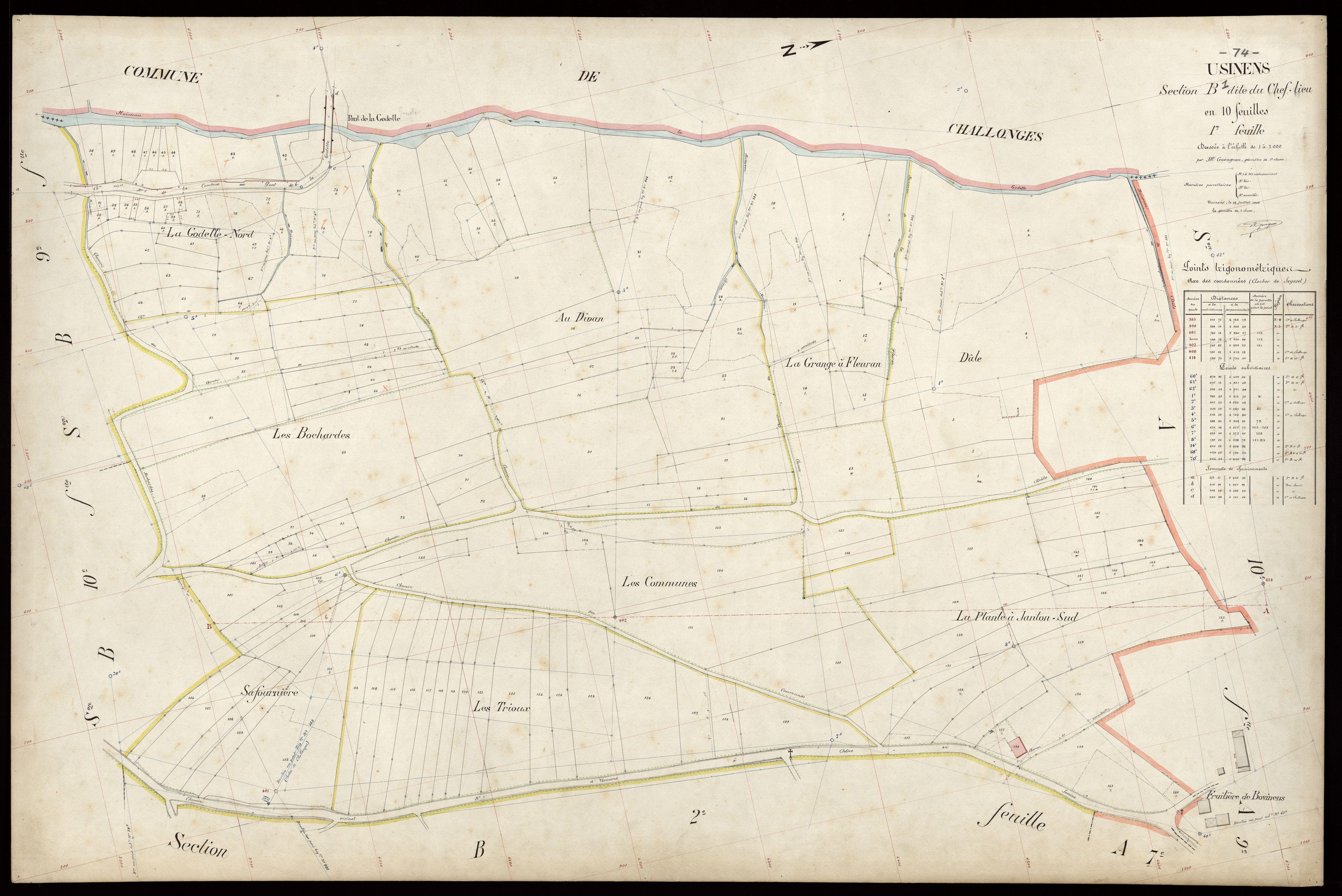 3 P 3 8853 - Feuille n° 2, parcelles n° 162 à 416 - 15 juillet 1908
