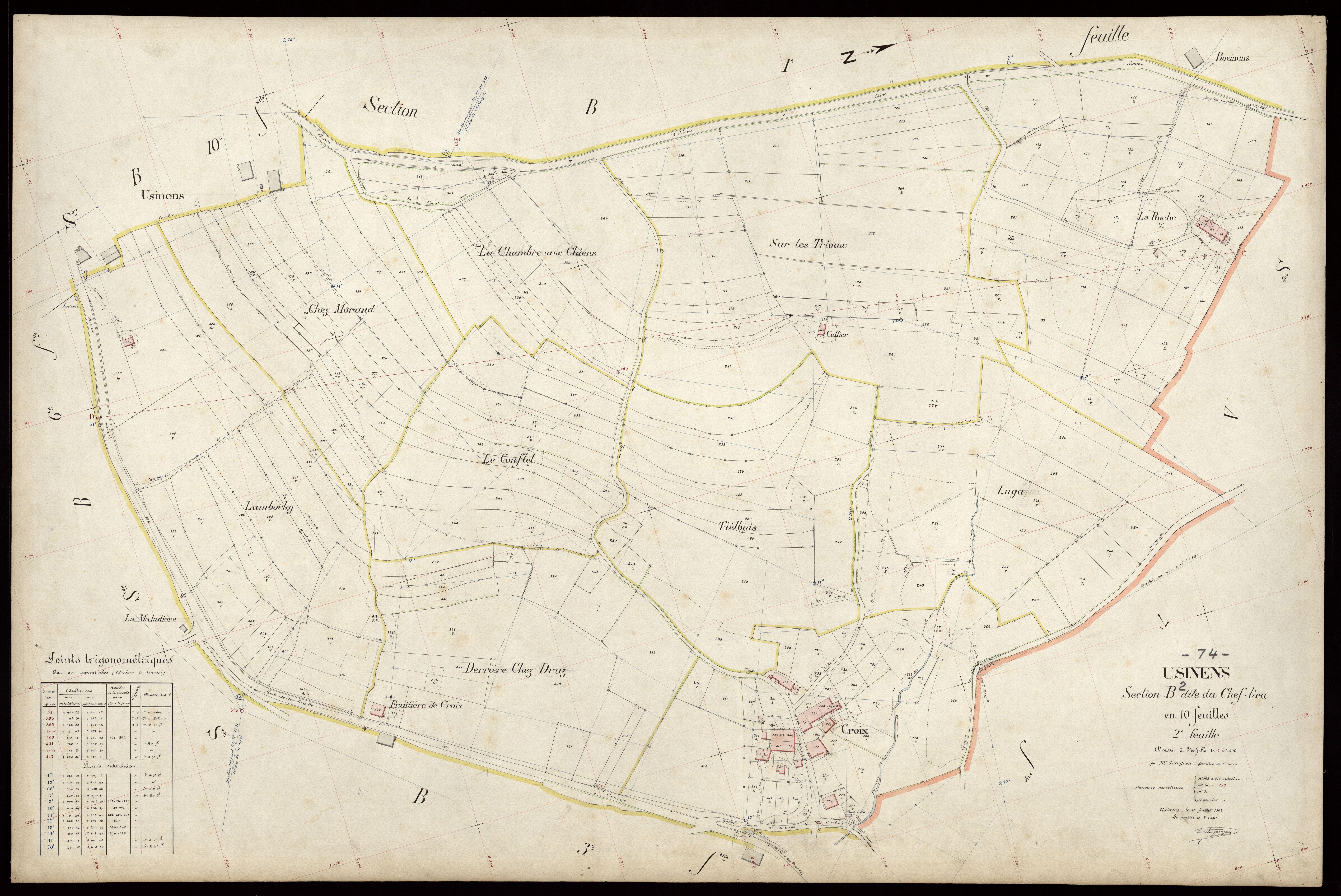 3 P 3 8854 - Feuille n° 3, parcelles n° 417 à 668 - 15 juillet 1908