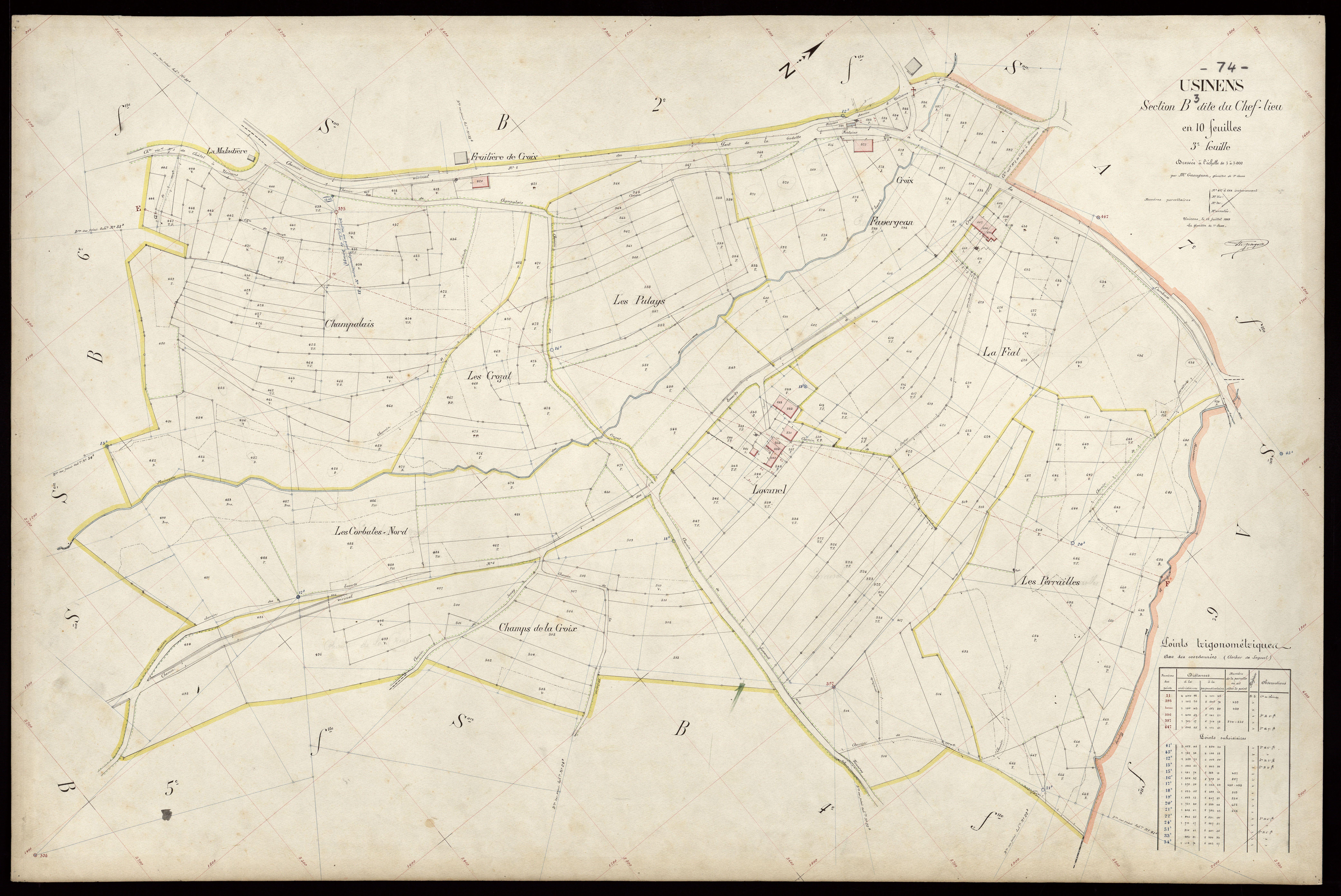 3 P 3 8855 - Feuille n° 4, parcelles n° 669 à 821 - 15 juillet 1908