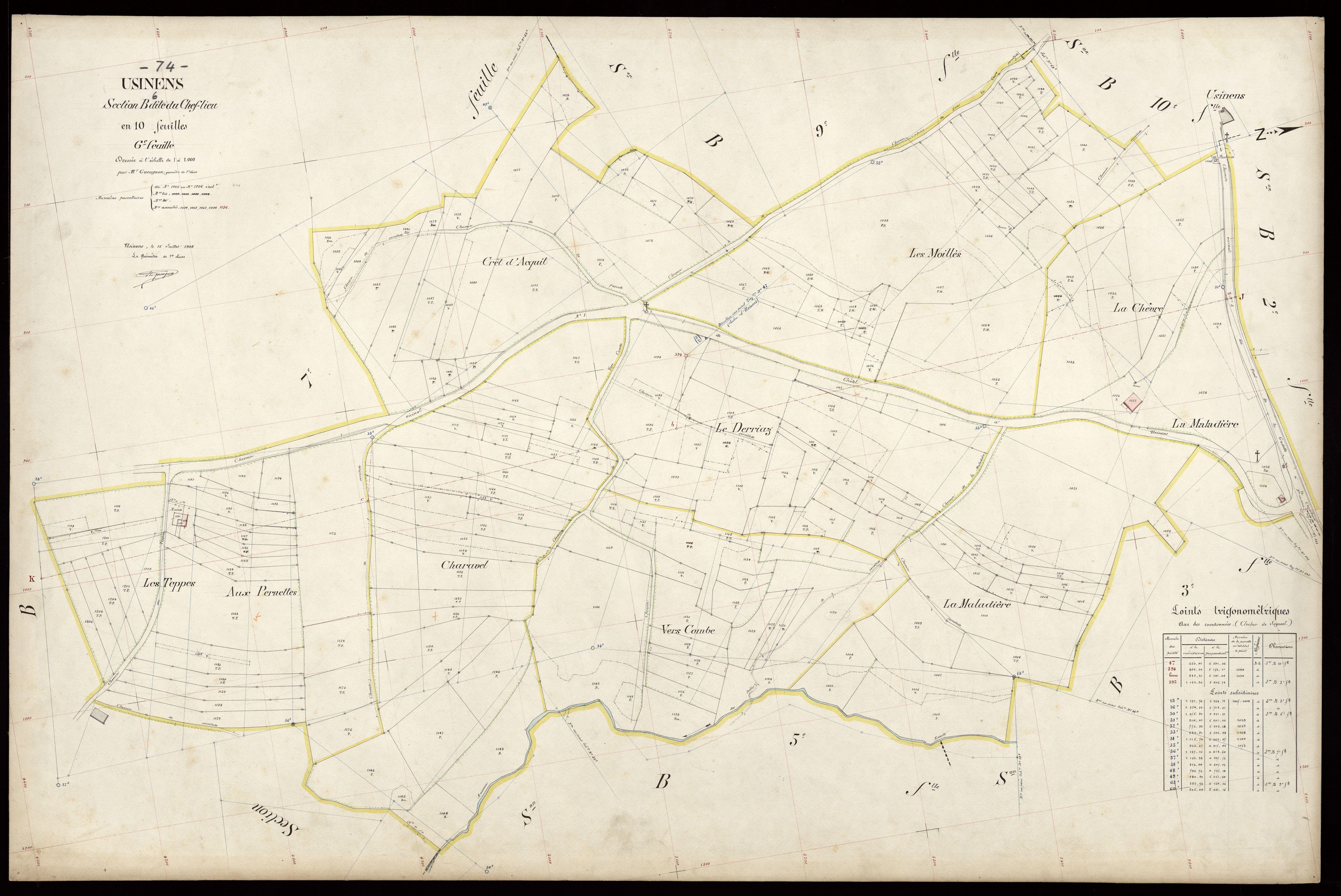 3 P 3 8858 - Feuille n° 7, parcelles n° 1207 à 1406 - 15 juillet 1908
