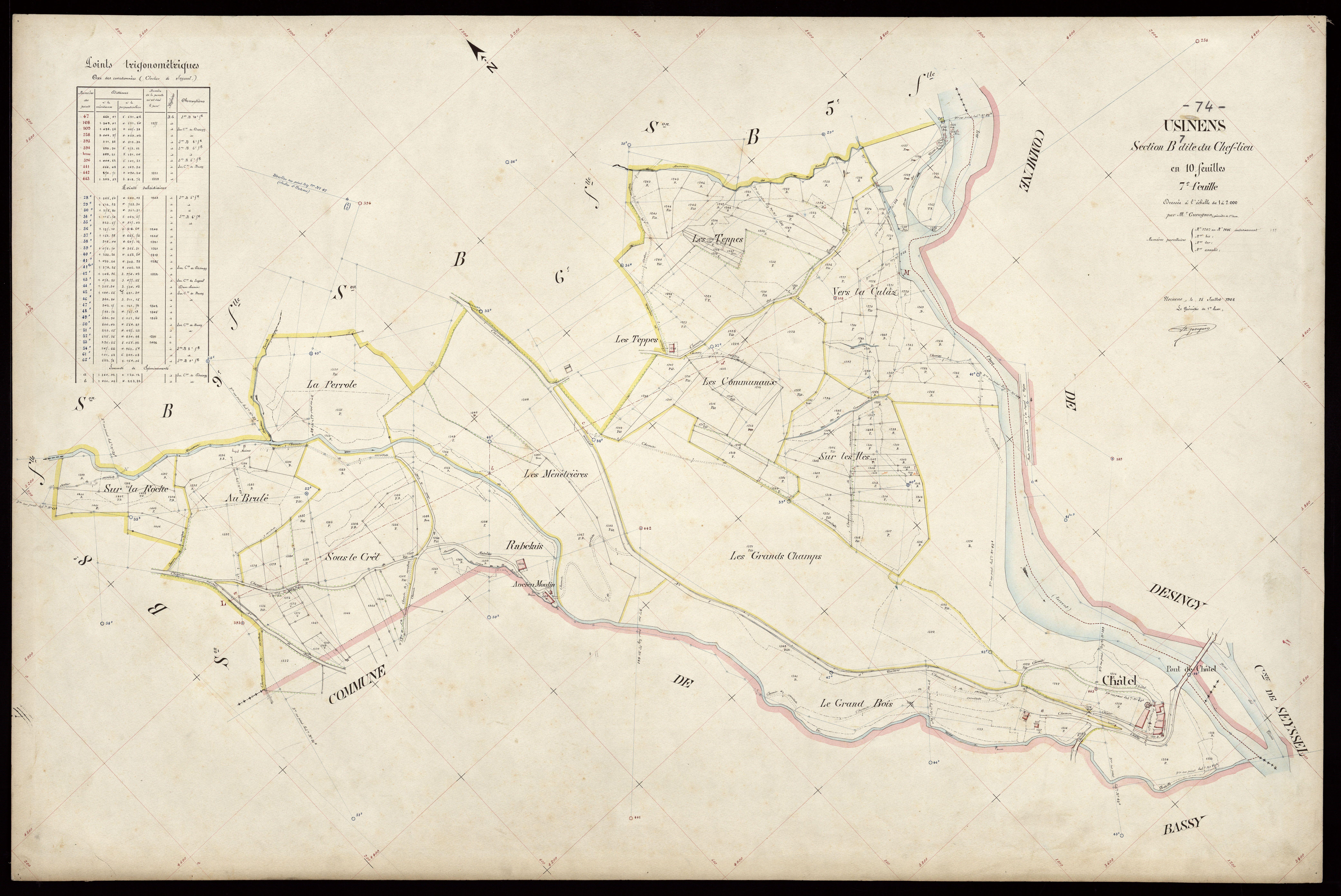 3 P 3 8859 - Feuille n° 8, parcelles n° 1407 à 1653 - 15 juillet 1908