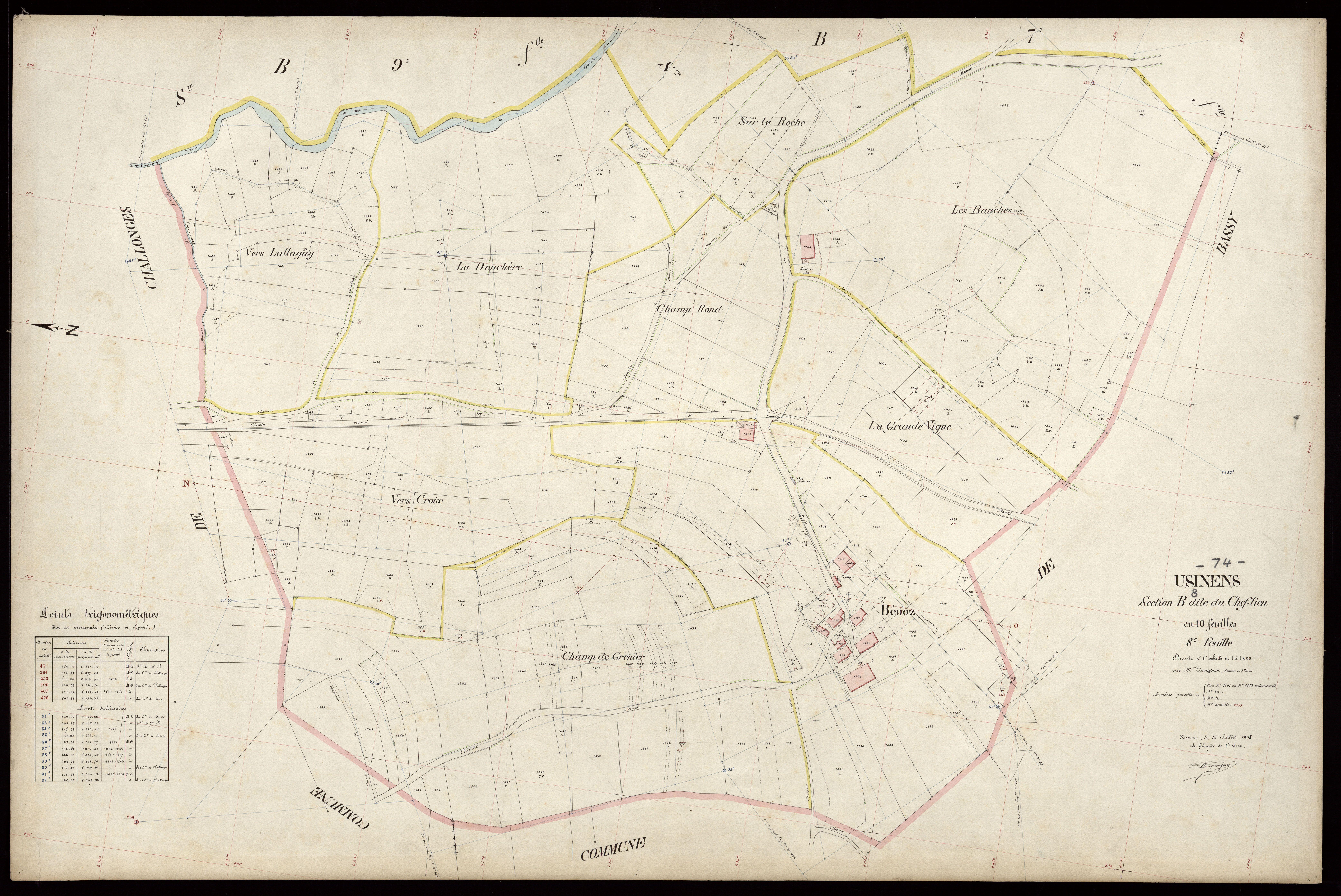 3 P 3 8860 - Feuille n° 9, parcelles n° 1654 à 1900 - 15 juillet 1908